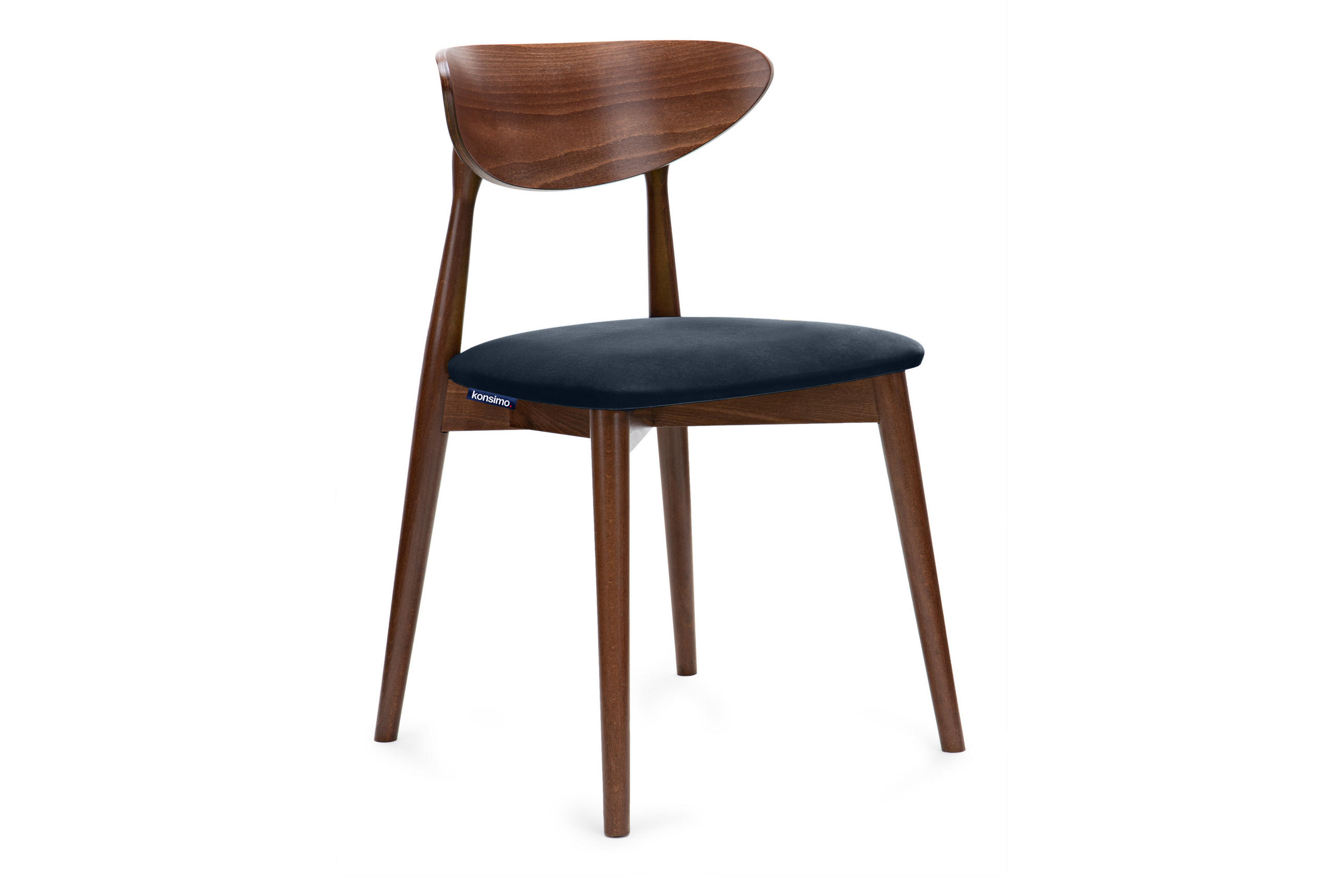 ESSZIMMERSTÜHLE RABI (2er-Set), marineblau / nussbaum mittel - Blau/Haselnussfarben, Holz/Buchenholz (47/79/45cm) - KONSIMO®
