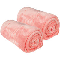 KUSCHELDECKE "Celina" 2er-Pack Lachs 70x100 cm - Koralle, Textil (70/100cm)