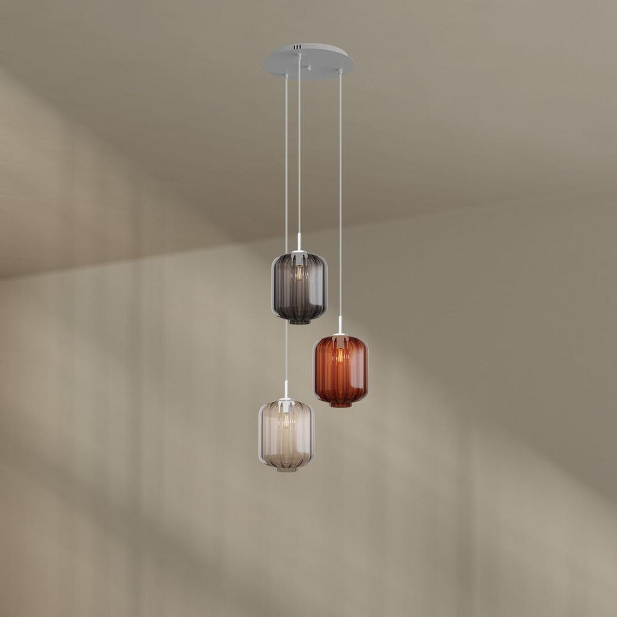 GALERIELEUCHTE Velo 3-flammig Mehrfarbig Ø 25 cm - Multicolor/Weiß, Glas (25/25/27cm) - s.luce