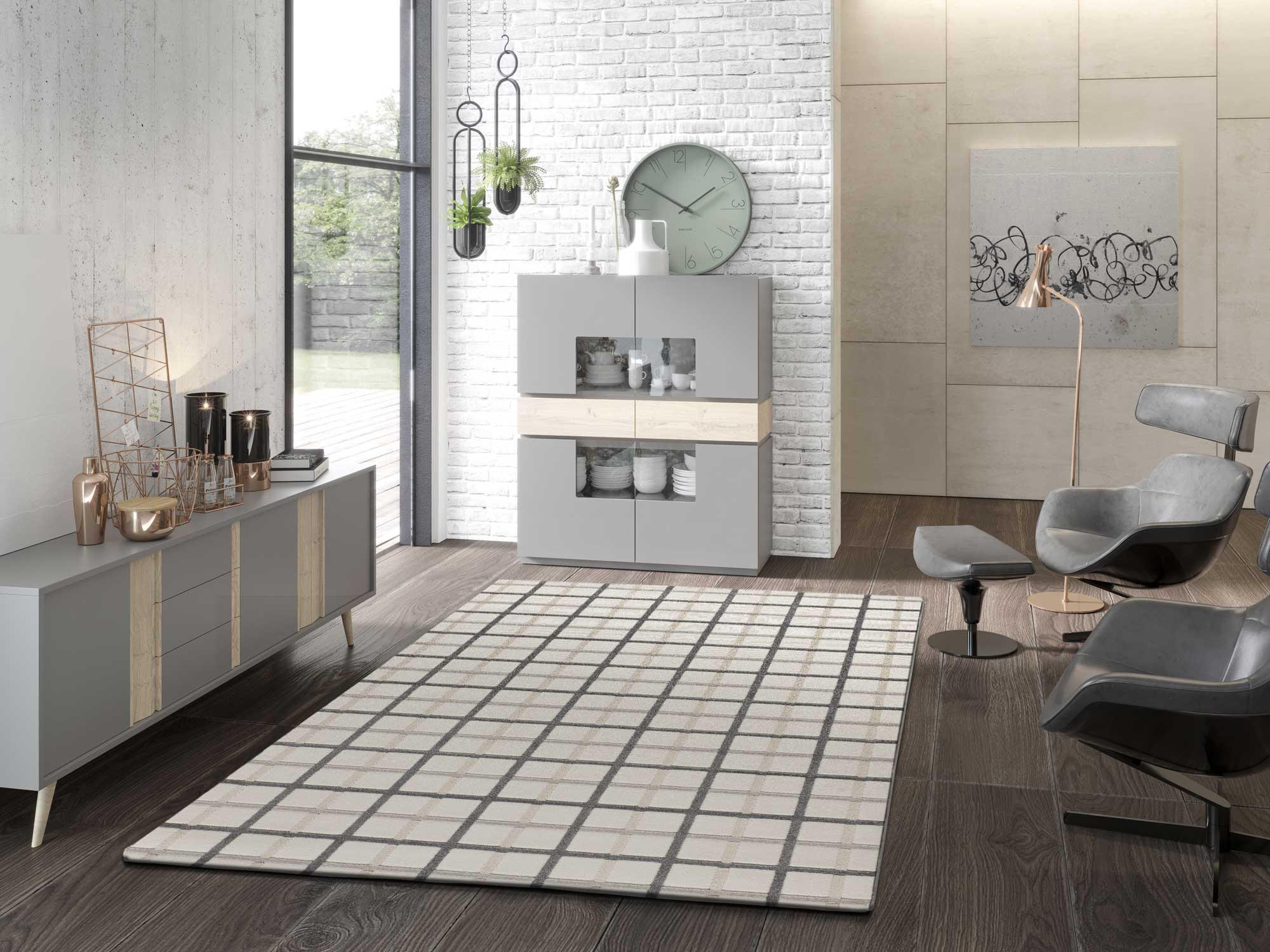 Thumbnail - Atticgo Webteppich, Grau, Weiß, Textil, Kariert, Rechteckig, 133x190 cm, Oeko-Tex® Standard 100, antistatisch, Teppiche ...