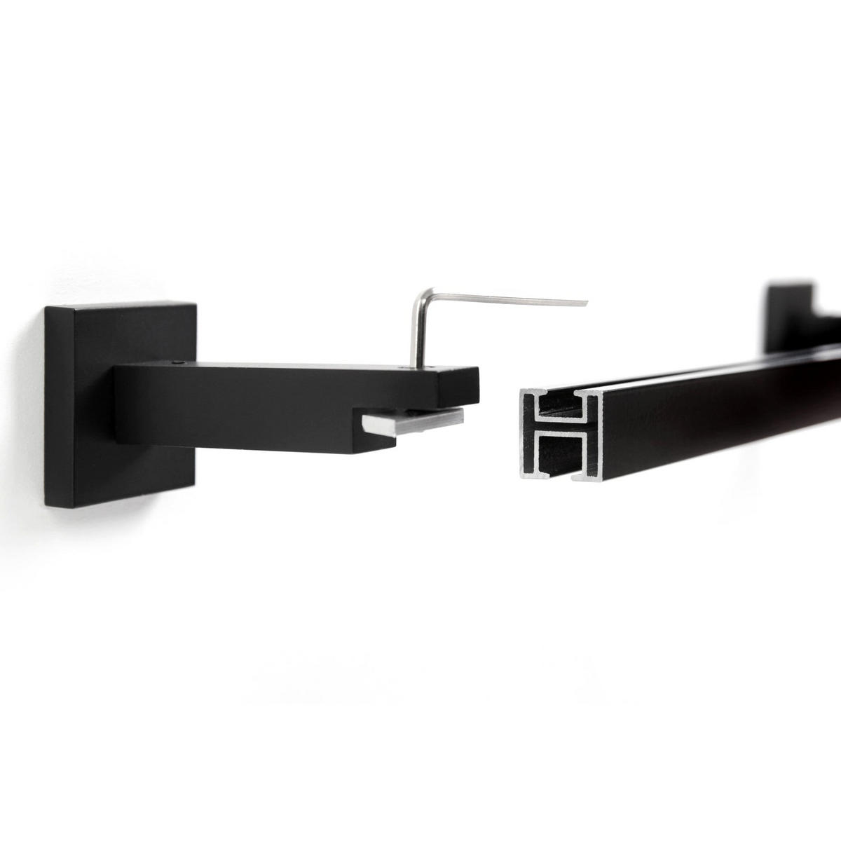GARDINENSCHIENE 1-lauf Cube - Schwarz, Metall (60cm) - Deco-Raum