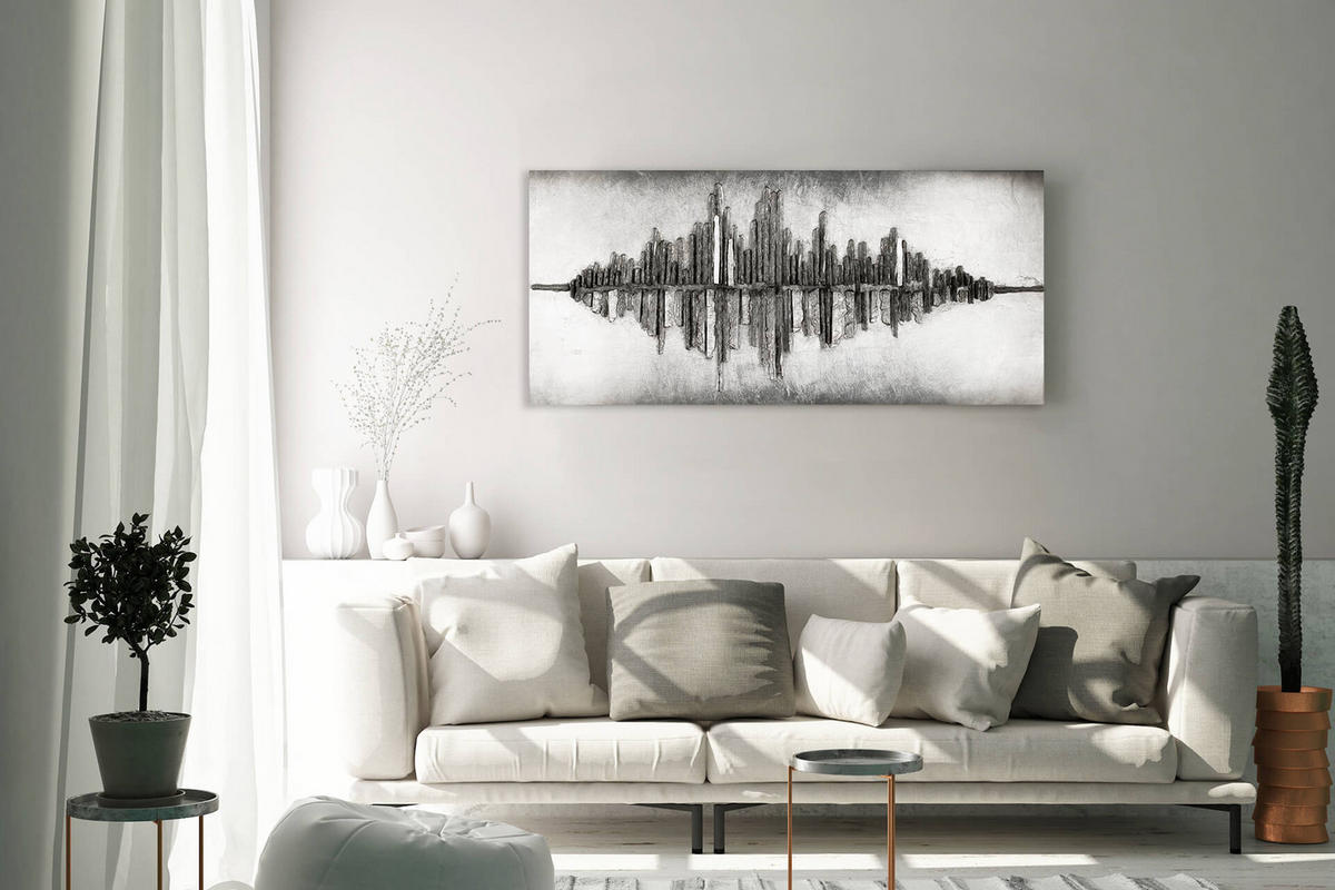 HOLZBILD Silber 120/55 cm - Silberfarben, Holz (7.6/55cm) - KUNSTLOFT
