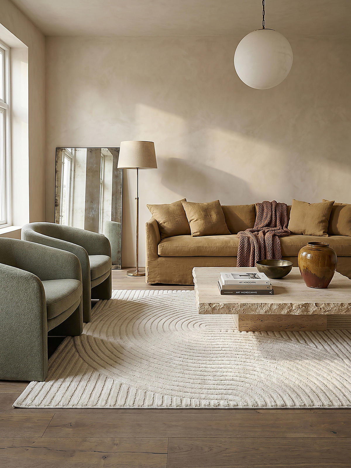 KURZFLORTEPPICH Geometrisch CETINA Polypropylen Creme 300 x 400 cm - Beige, Textil (300/400cm) - KADIMA DESIGN