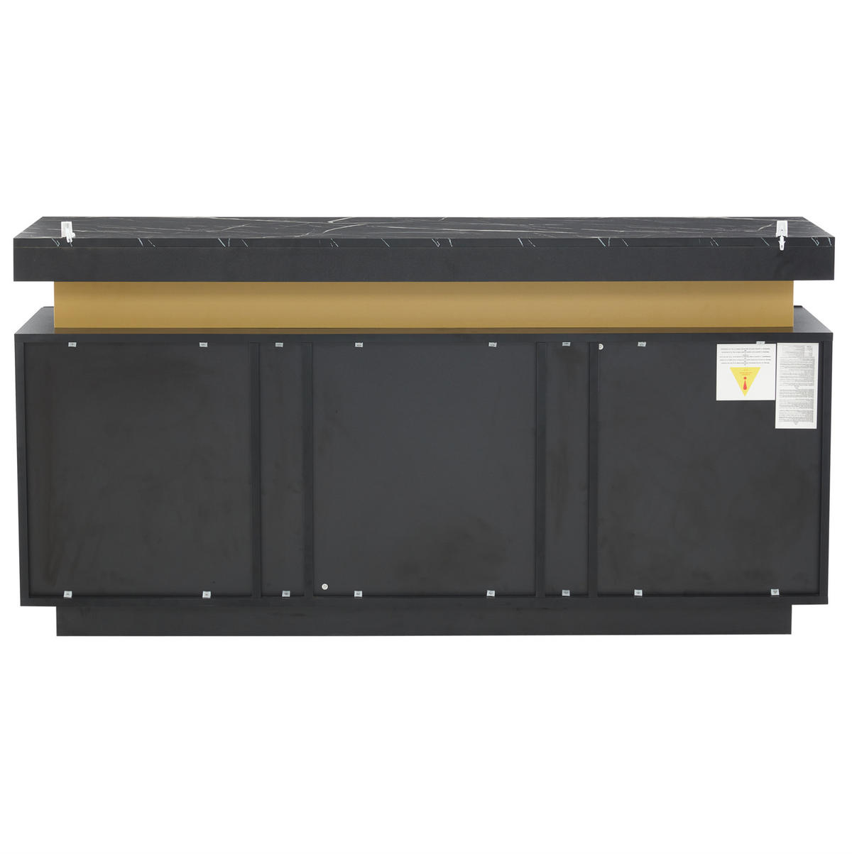 SIDEBOARD 140/38/70 cm aus Spanplatte mit 3 Türen und verstellbaren Einlegeböden Schwarz - Schwarz, Holzwerkstoff (140/70/38cm) - Modenvie
