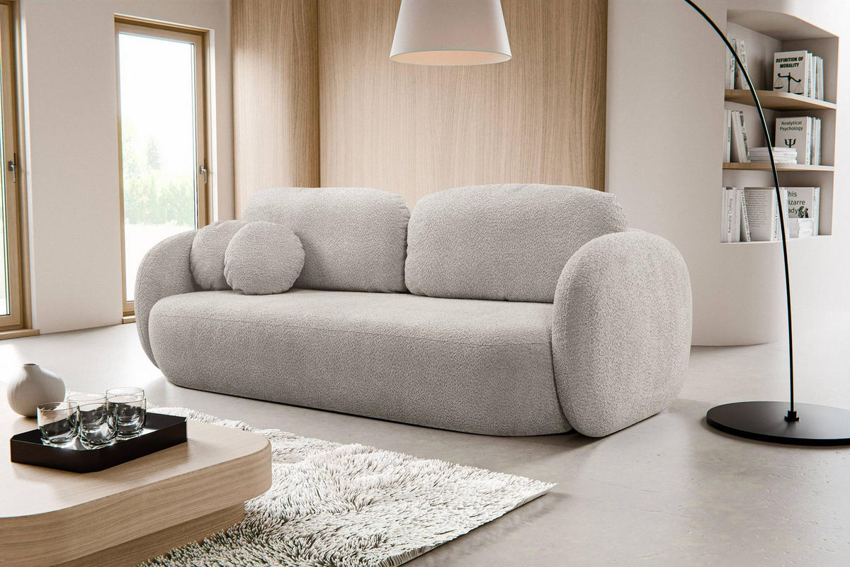 SOFA Olena - Beige (Abriamo 6) - Grau, Holzwerkstoff (238/86.5/101cm) - Möblo