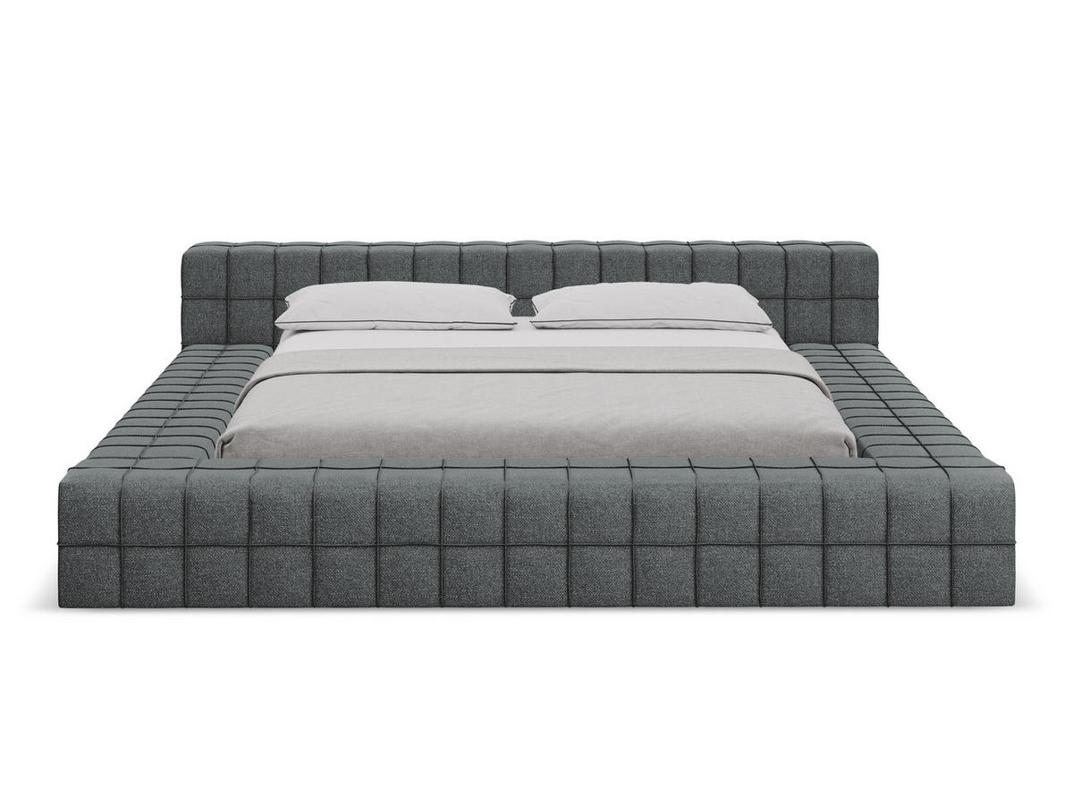 POLSTERBETT mit Lattenrost 220x260 Grau - Schwarz/Graphitfarben, Kunststoff/Textil (160/200cm) - Makamii