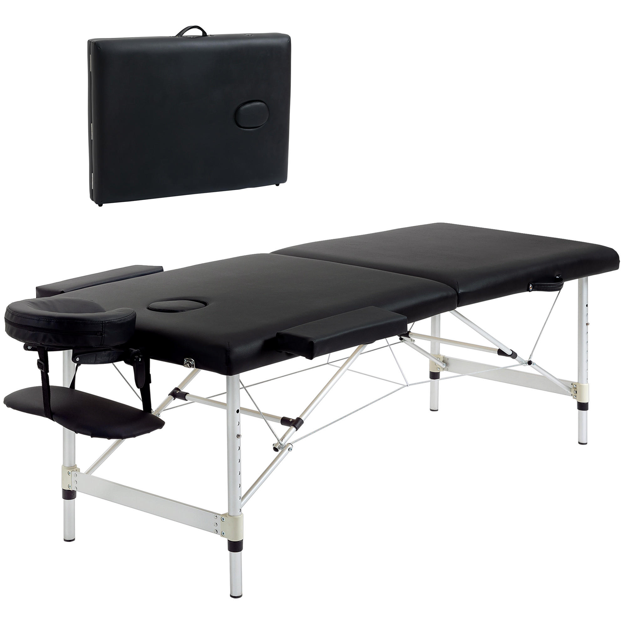 MASSAGELIEGE DE-10809 Schwarz - Schwarz, Metall (90/84/210cm) - ComfortXL