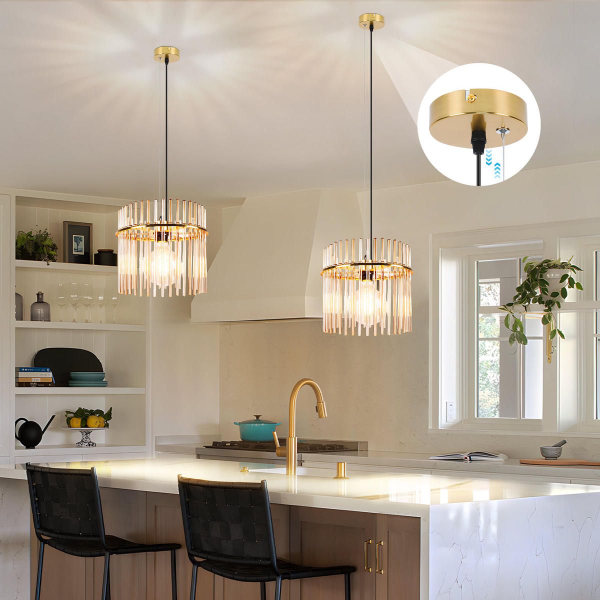 PENDELLEUCHTE Seraphina 30/10/150 cm - Goldfarben, Metall (30/10/150cm) - ZMH