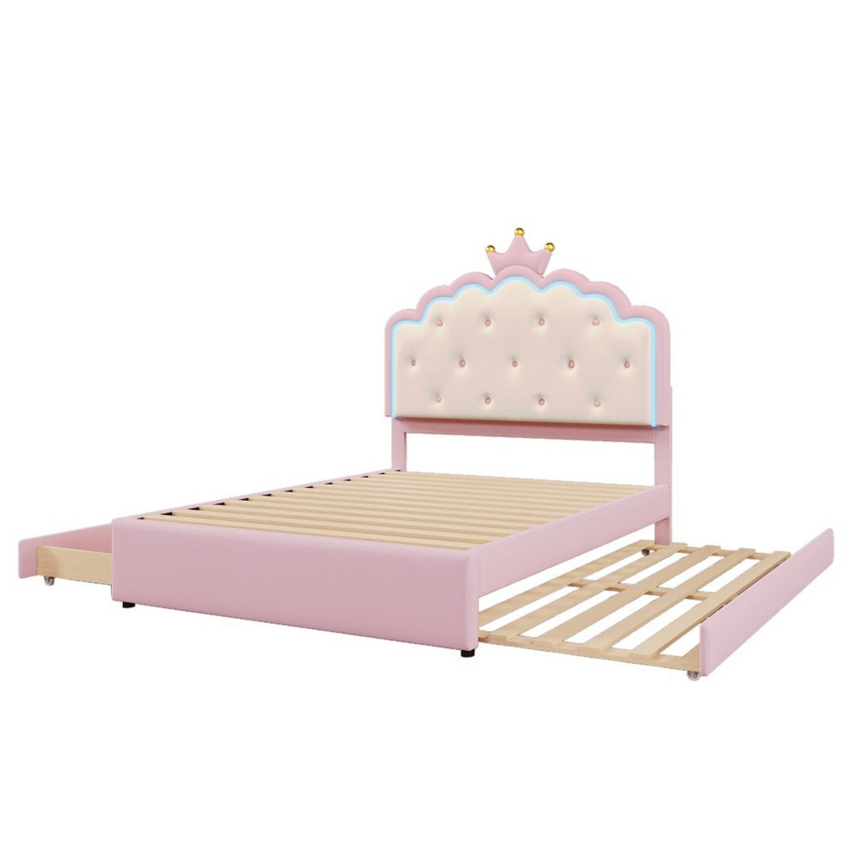 POLSTERBET 140 x 200 cm in Rosa mit Ausziehbett - Pink, Textil (140/200cm) - KOMHTOM