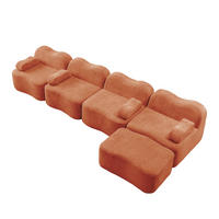 ECKSOFA DE-34348 Wellenform mit Ottoman Orange - Orange, Textil (167/384cm) - ComfortXL
