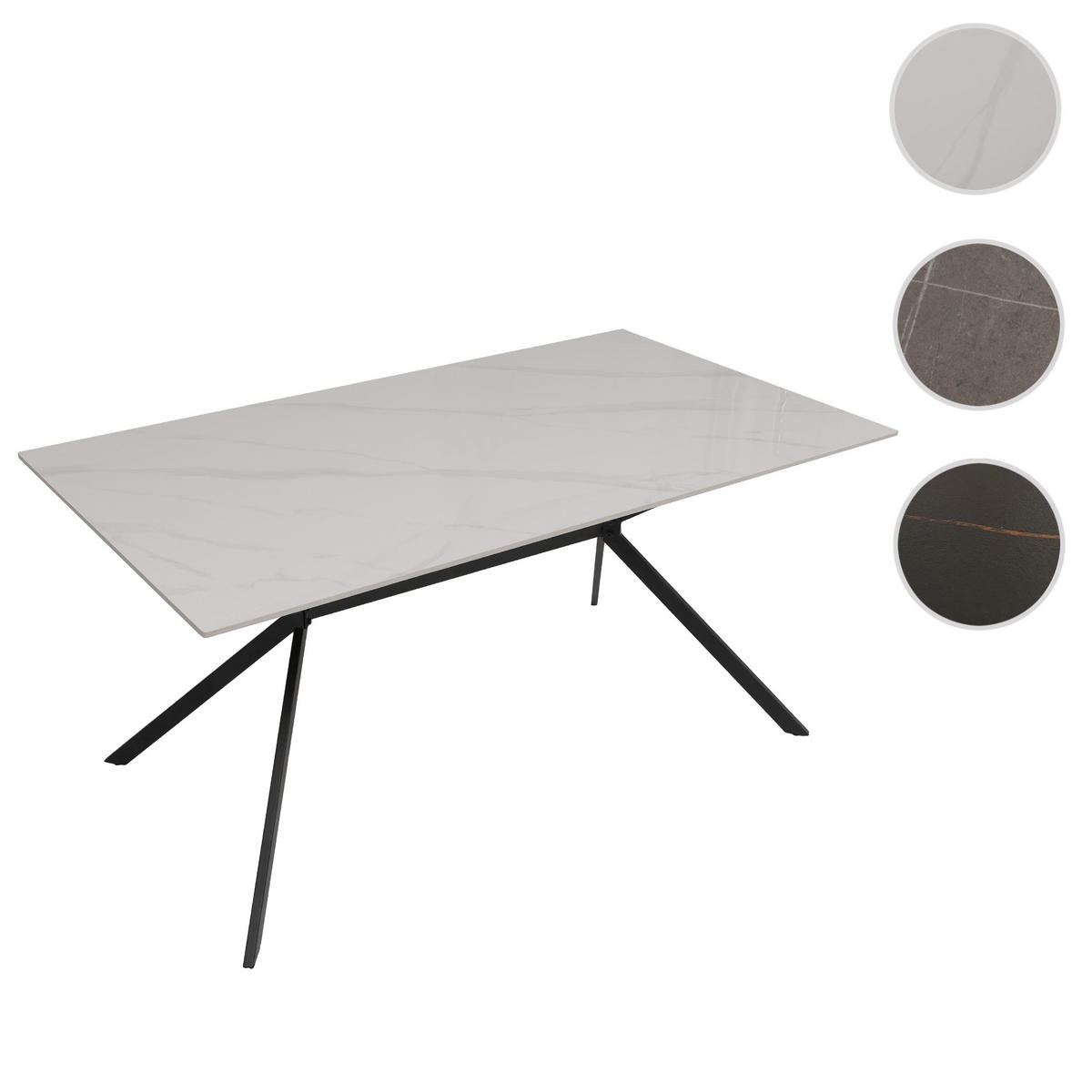 ESSZIMMERTISCH eckig Weiß - Weiß, Stein (90/160/76cm) - MCW