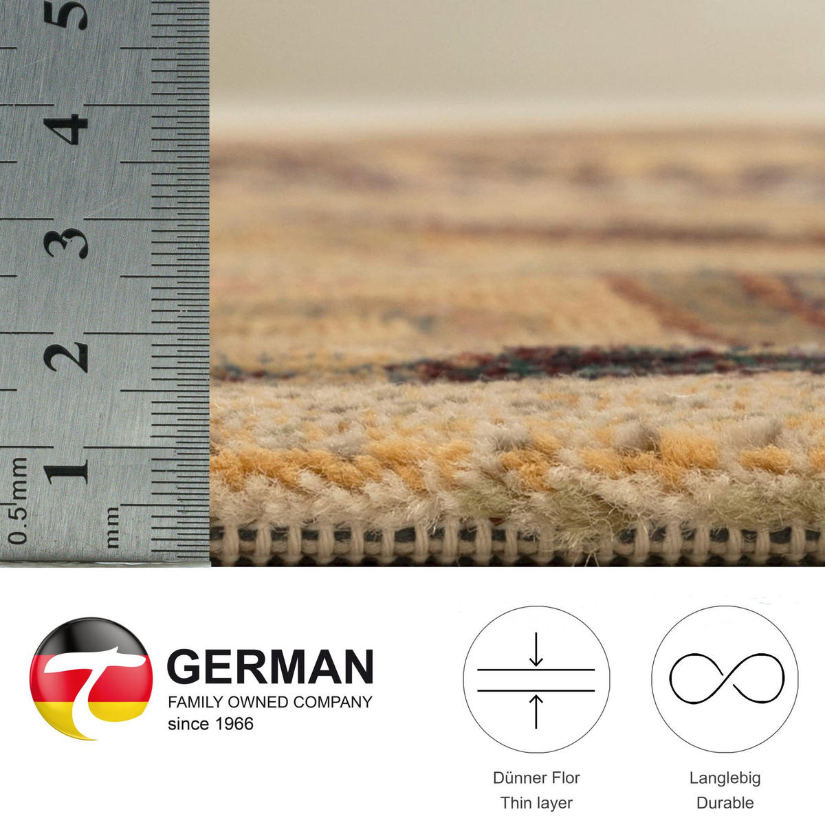WEBTEPPICH Gabiro 856 Bettumrandung 68x570 cm - Beige, Textil (68/570cm) - THEKO