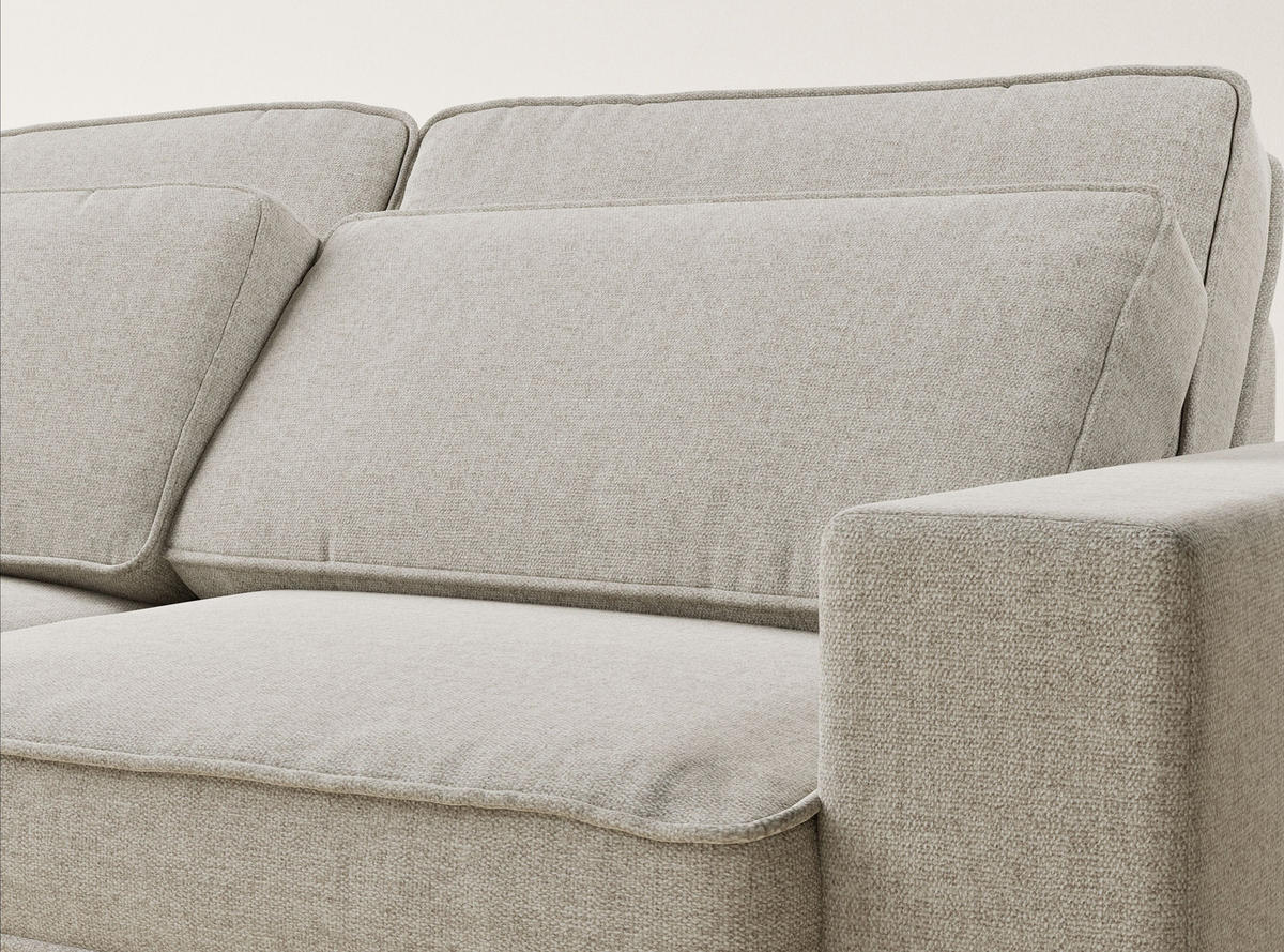 ECKSOFA Kirou Beige Webstoff - Links Seite - Beige/Schwarz, Holz/Holzwerkstoff (225/311cm) - Maison de Reve