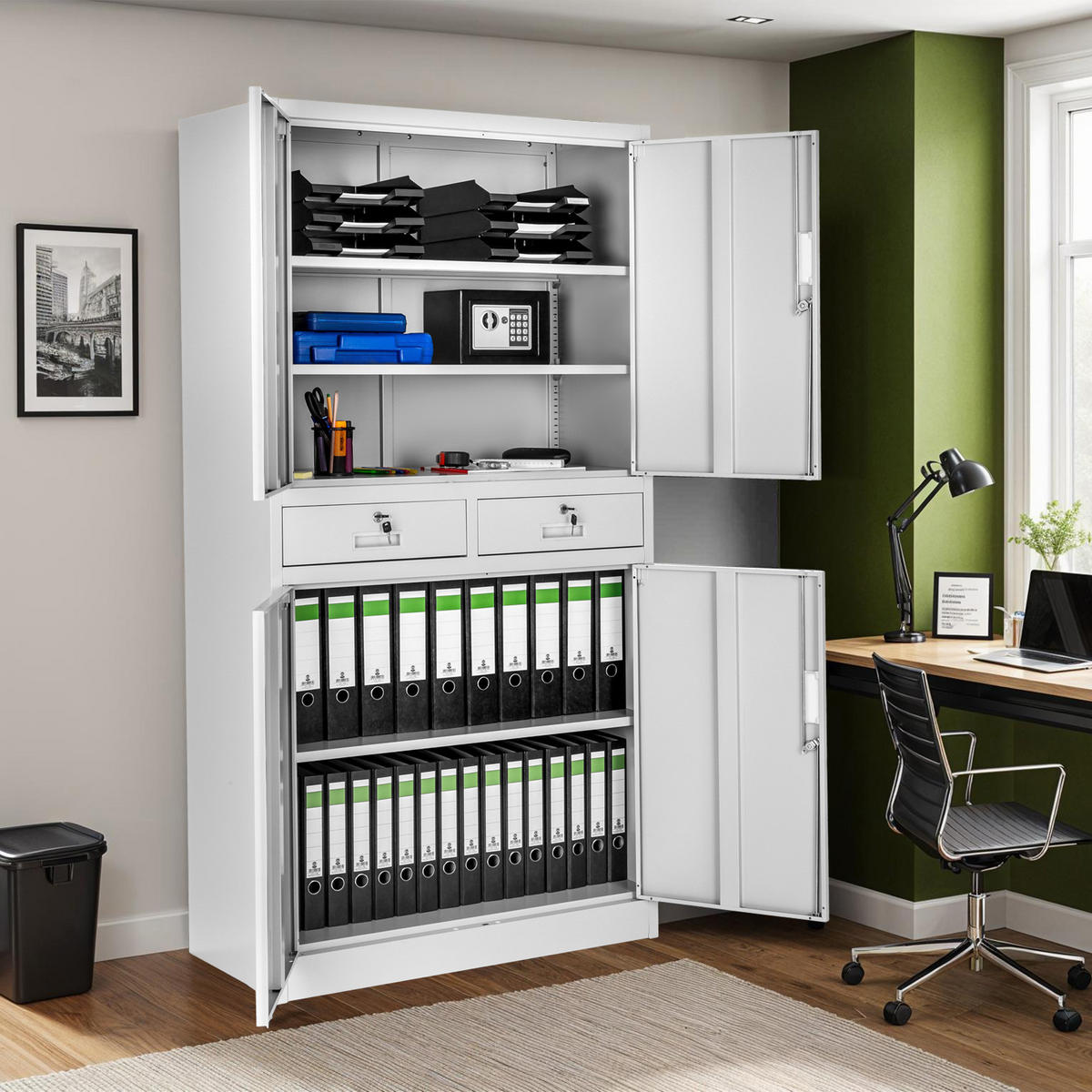 AKTENSCHRANK ,180 x 80 x 40 cm,hellgrau - Hellgrau, Metall (40/180/80cm) - tectake