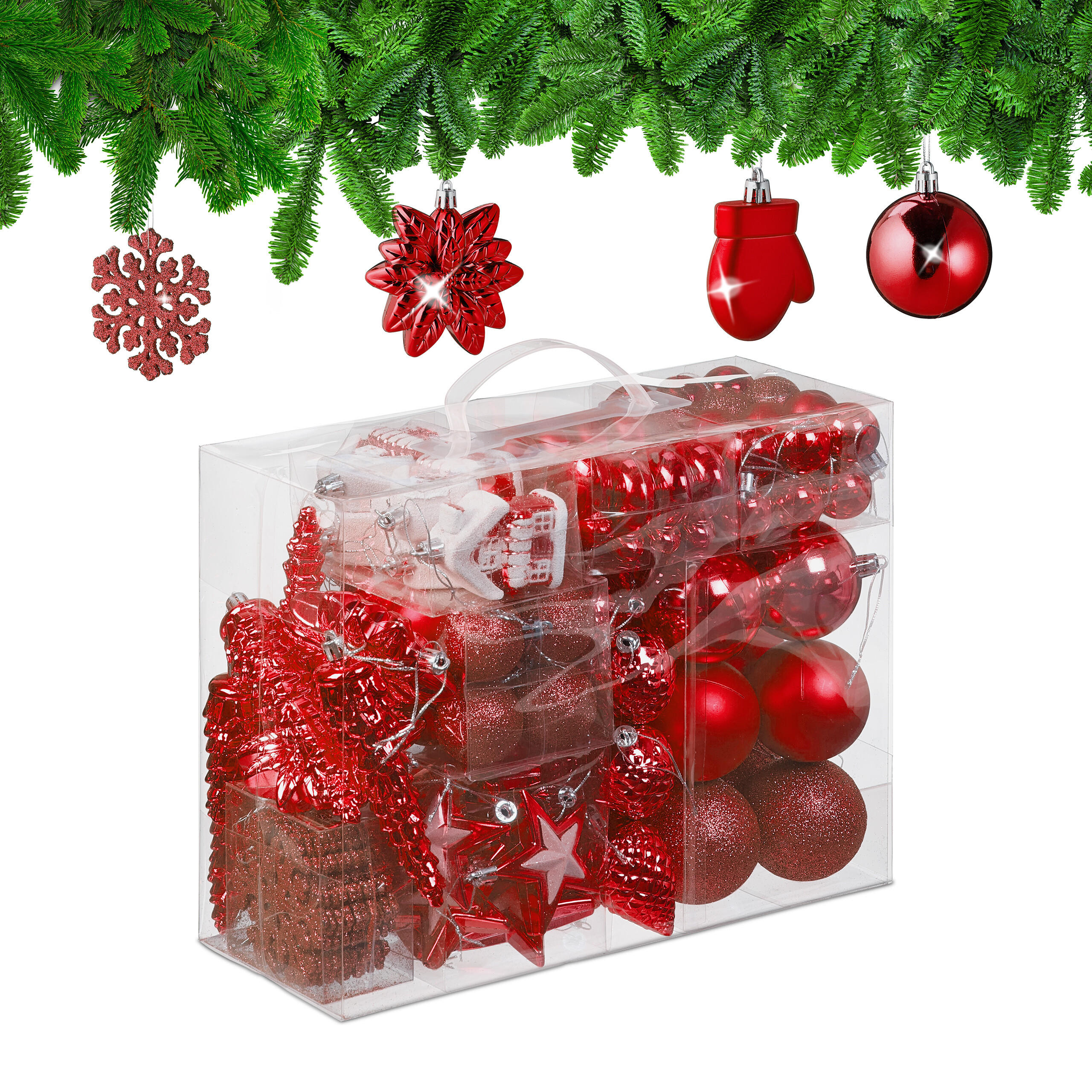 Relaxdays Weihnachtskugeln Rot 30x24x12 cm