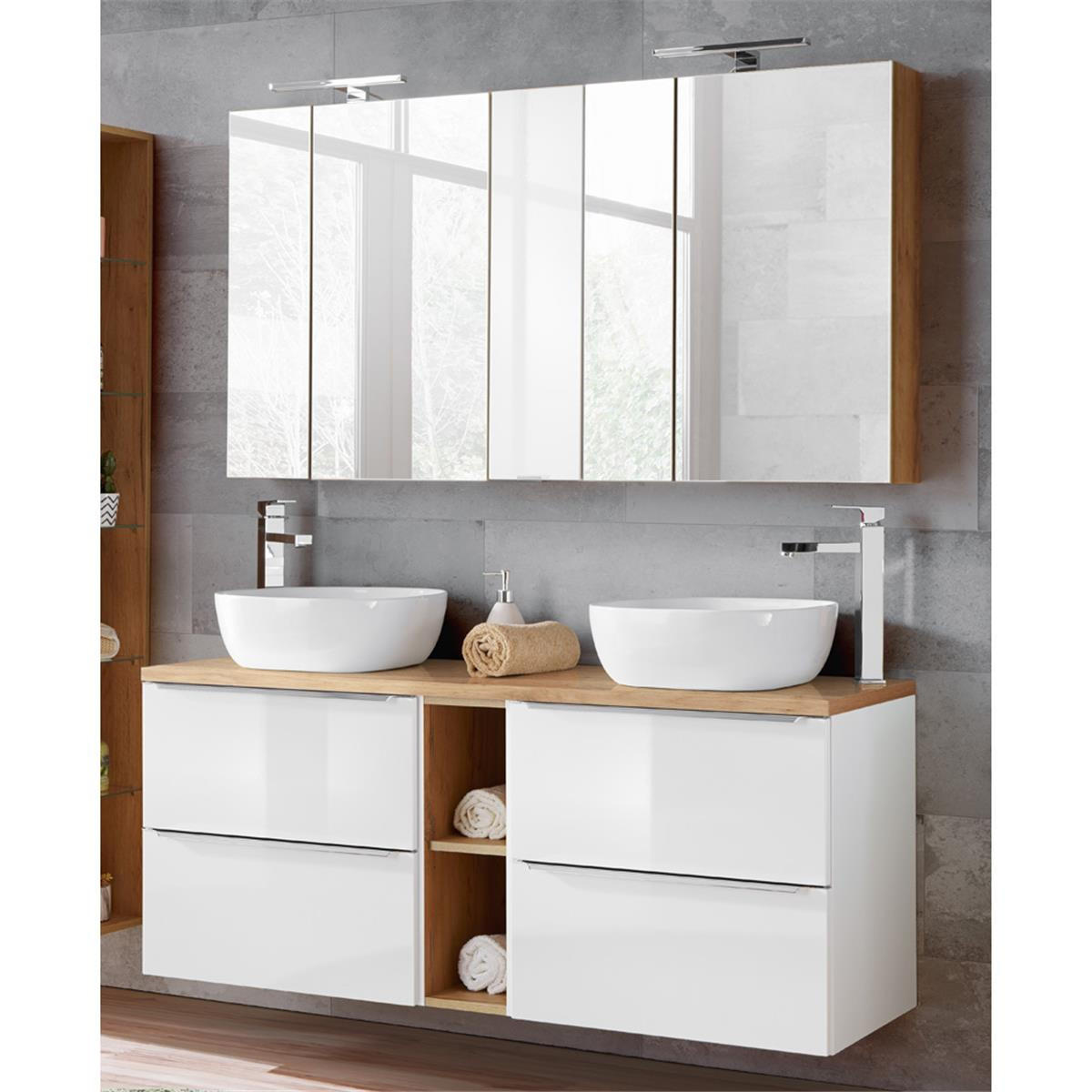 Lomado Badmöbel-Set Weiß 140x190x46 cm