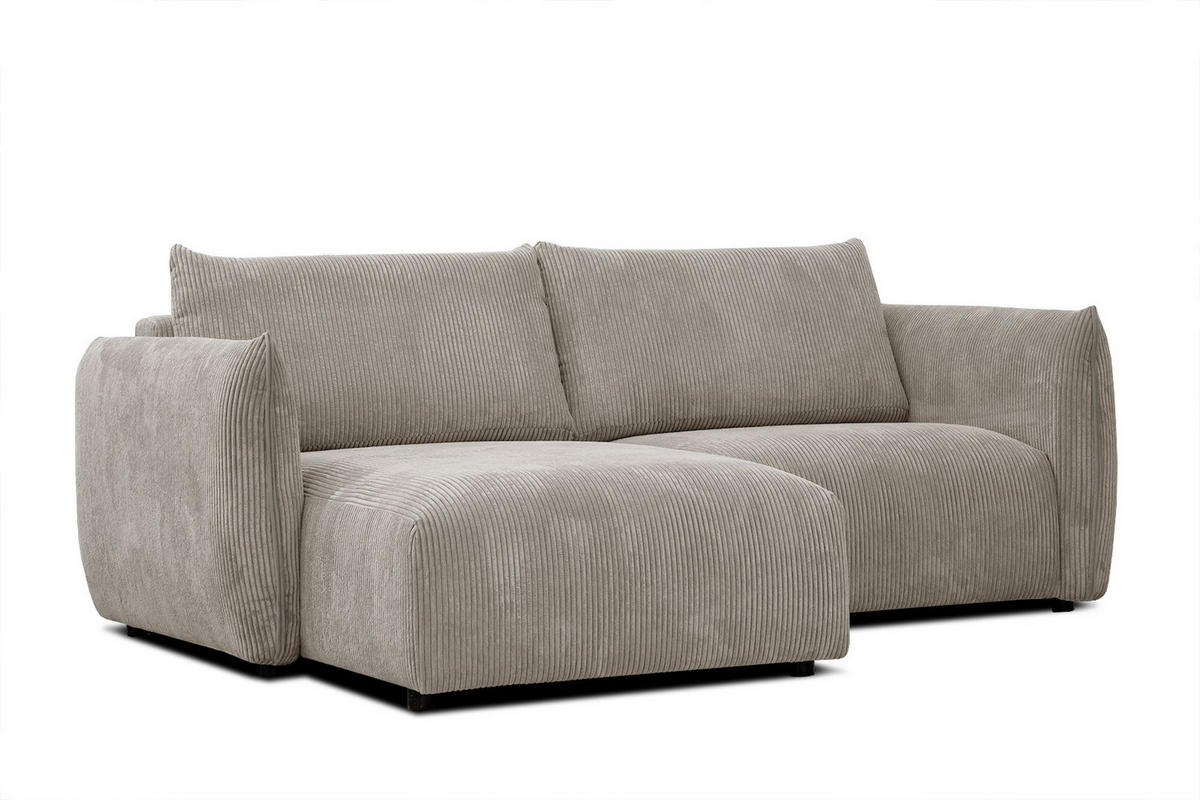 ECKSOFA TAUER 3-Sitzer, taupe - Taupe/Schwarz, Holzwerkstoff/Kunststoff (173/206cm) - Courtois Laville