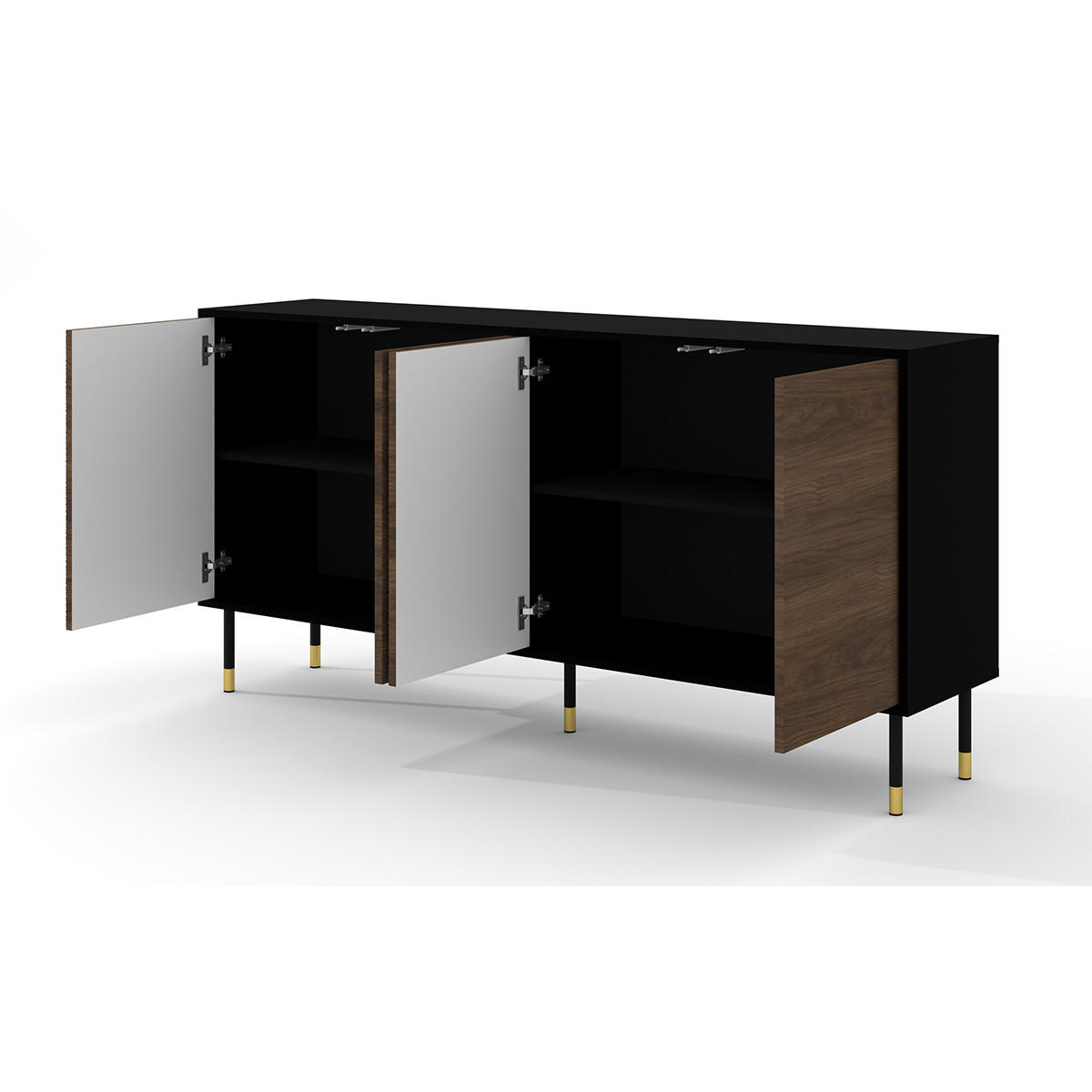 SIDEBOARD Rani Holz und Schwarz - Schwarz, Holzwerkstoff (180/60/40cm) - Petits-meubles