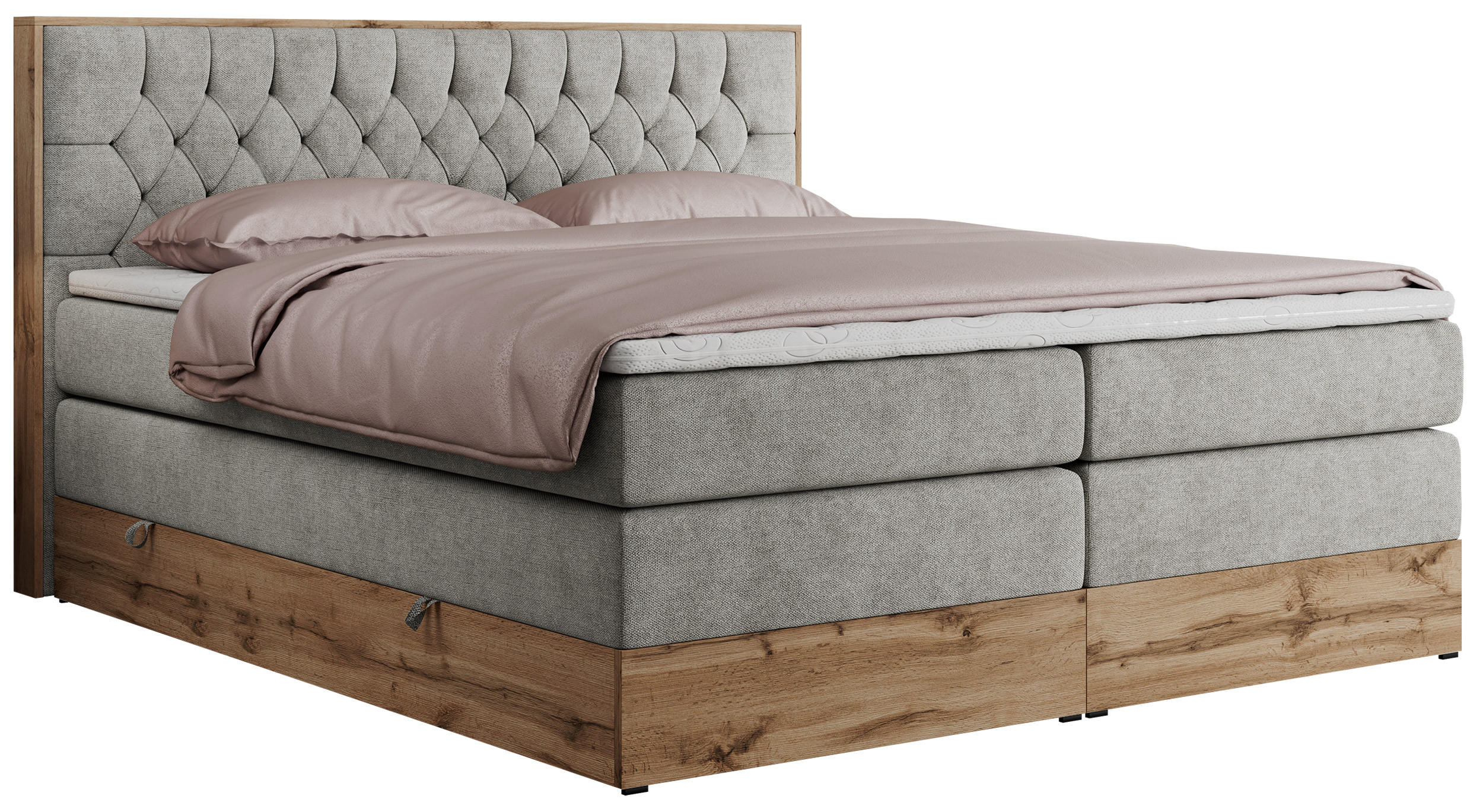 BOXSPRINGBETT AMORE KING 160/200 Hellgrau Struktur - H3 - Hellgrau, Holz/Textil (160/200cm) - MKS
