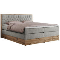 BOXSPRINGBETT AMORE KING 180/200 Hellgrau Struktur - H3 - Hellgrau, Holz/Textil (180/200cm) - MKS