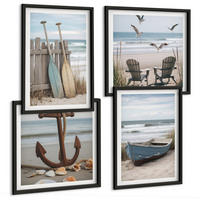 BILDER SET 4er Set - 50x50 cm & 40x60 cm Schwarzer Rahmen - Sommerstrände, Meereslandschaft - Schwarz, Kunststoff (50/50cm) - TULUP