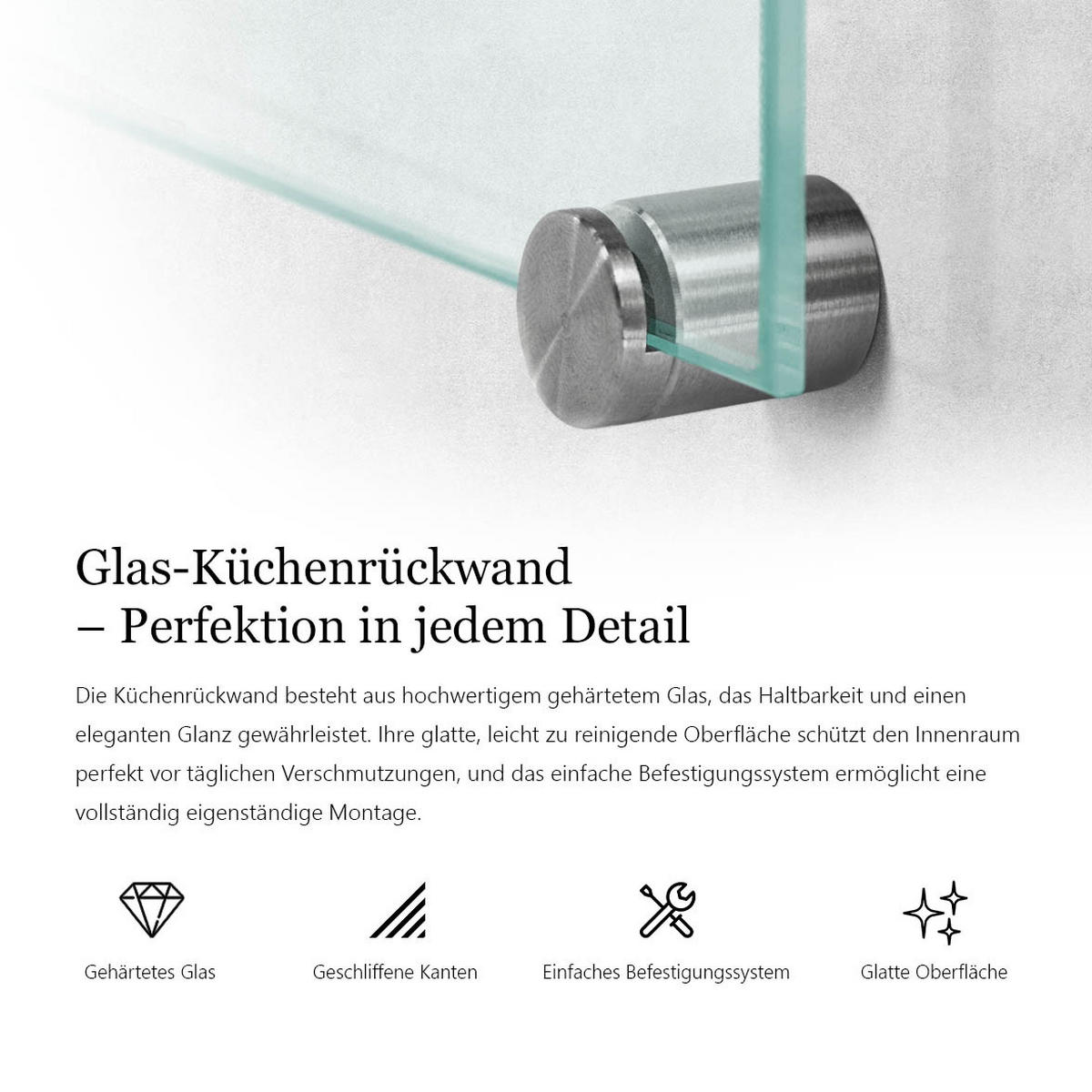 KÜCHENRÜCKWAND – 100x50 cm - Transparent, Glas (100/50/0.4cm) - Wallfluent