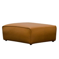 POLSTERHOCKER - Cognac/Schwarz, Leder/Kunststoff (81/38/100cm) - home24