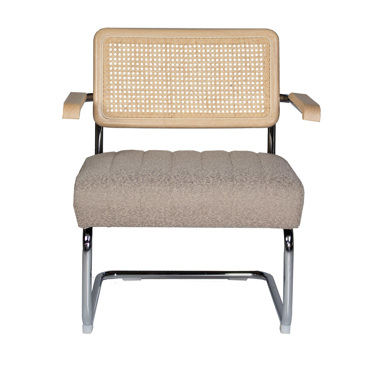 ARMLEHNENSTUHL aus Stoff und Geflecht, taupe - Taupe, Textil (74/80/69cm) - Giga Meubel