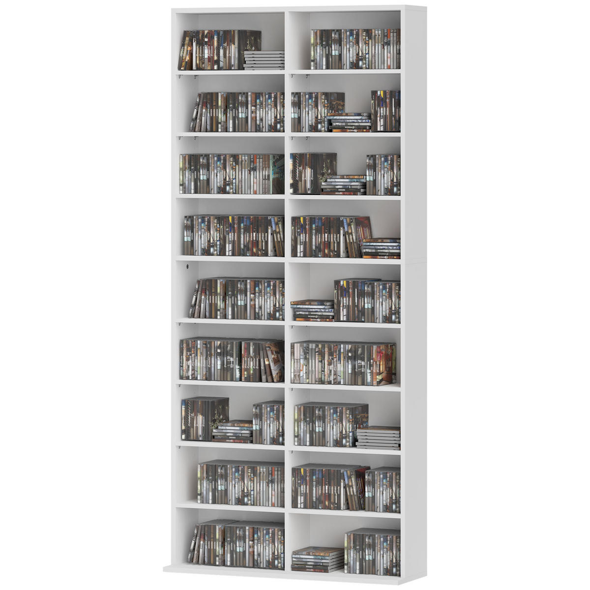 CD-REGAL DE-14454 18 Fächer, 640 CDs/360 DVDs Weiß - Weiß, Holzwerkstoff (24/175/78.5cm) - ComfortXL