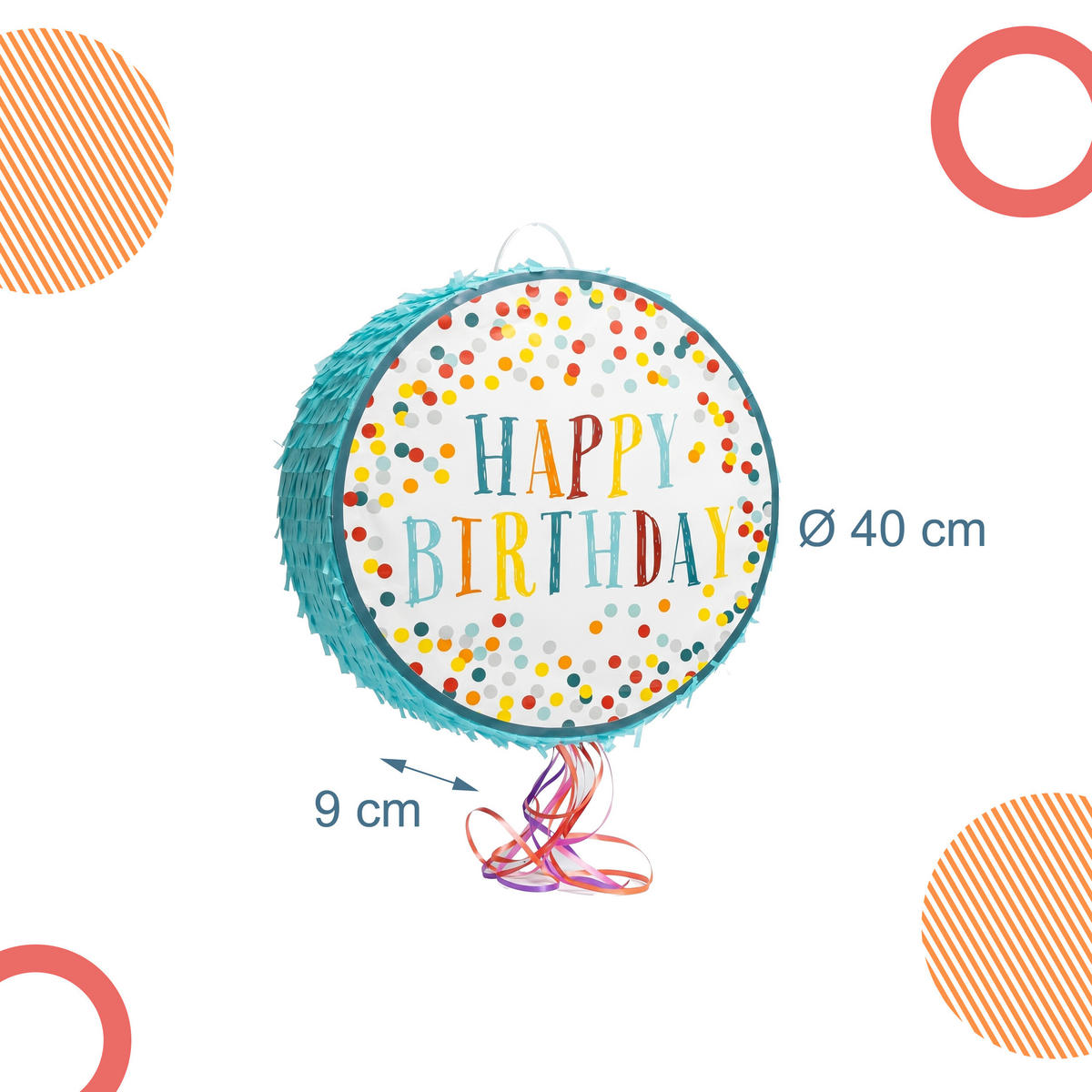 PINATA - Multicolor, Papier/Wellpappe (40/40/9cm) - Relaxdays
