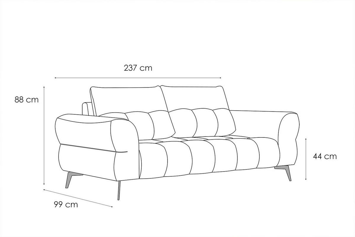 SOFA SALVINI 3-Sitzer, weiß - Schwarz/Weiß, Holzwerkstoff/Textil (176/88/99cm) - Courtois Laville