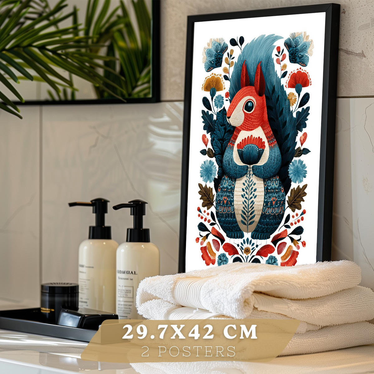 PLAKÁT Sada 2 moderních tisků v lidovém stylu Černý rám A3 - černá, papír (42/29.7/3cm) - Nacnic