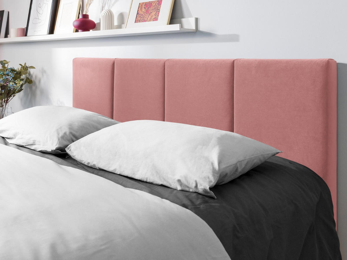 BETT mit Bettkasten und Kopfteil Pyla aus Samt rosa 140x200cm - Pink, Textil (140/200cm) - Micadoni