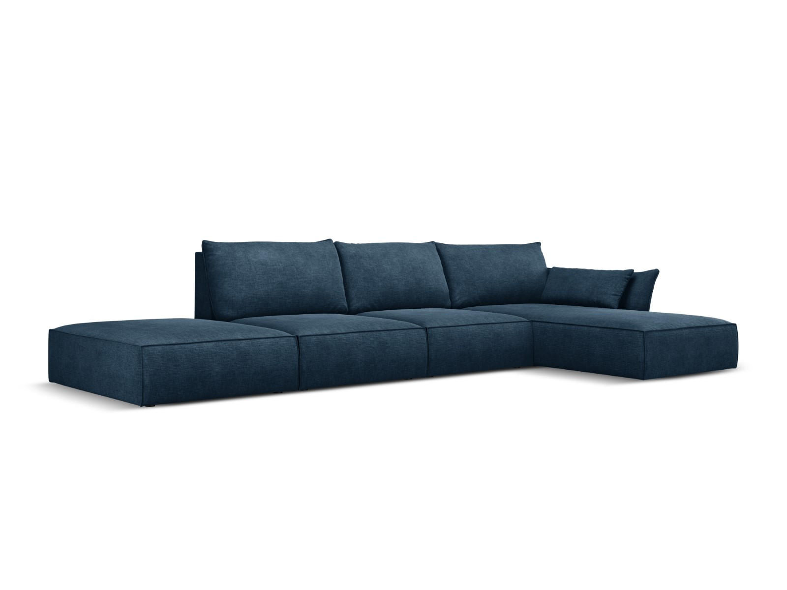 ECKSOFA rechts Kaelle aus Chenille-Stoff königsblau 5 Sitzplätze - Blau, Textil (171/364cm) - Micadoni