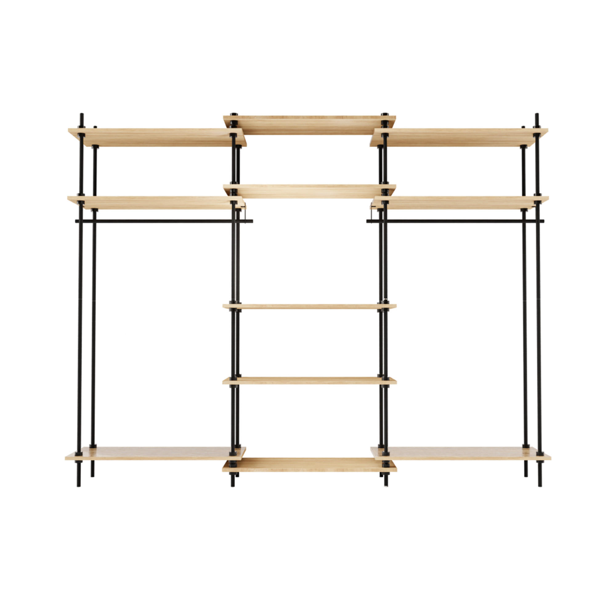 REGALSYSTEM mit 2 Kleiderschranken - Eiche San Remo, Metall (235/185/35cm) - AR Shelving