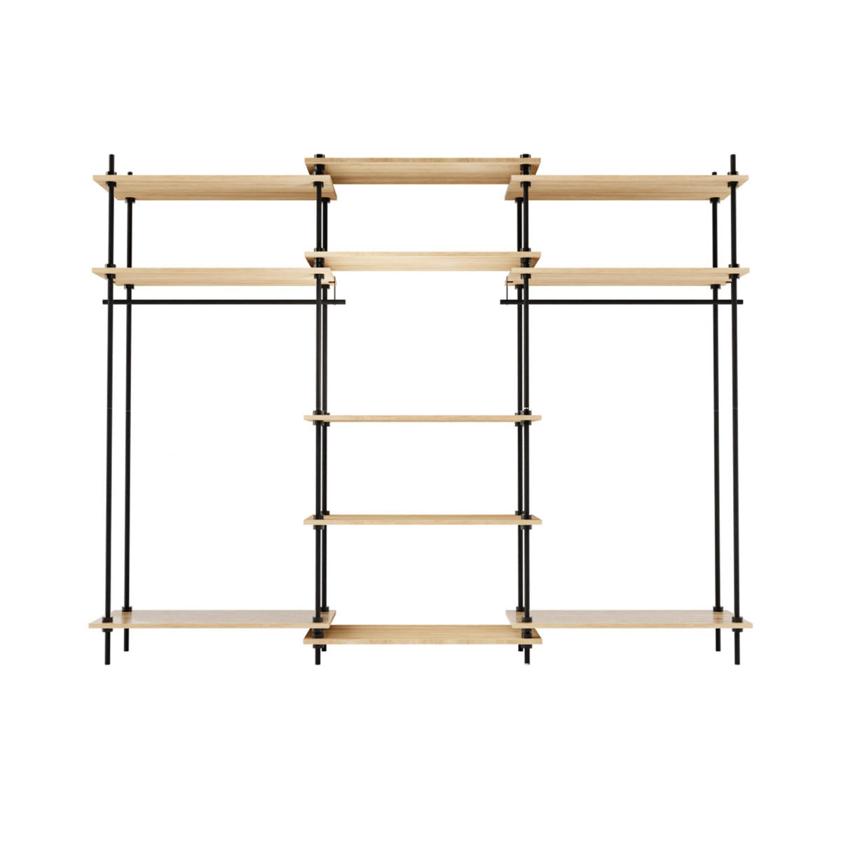 REGALSYSTEM mit 2 Kleiderschranken - Eiche San Remo, Metall (235/185/35cm) - AR Shelving