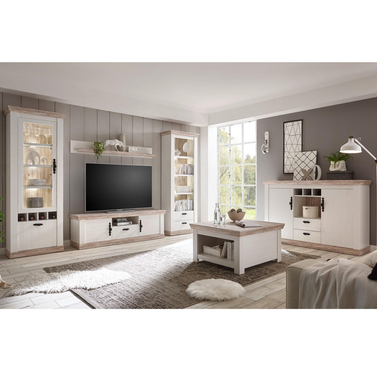 COUCHTISCH Ferna-61 - Braun/Weiß, Holzwerkstoff (86/86/48cm) - Lomado
