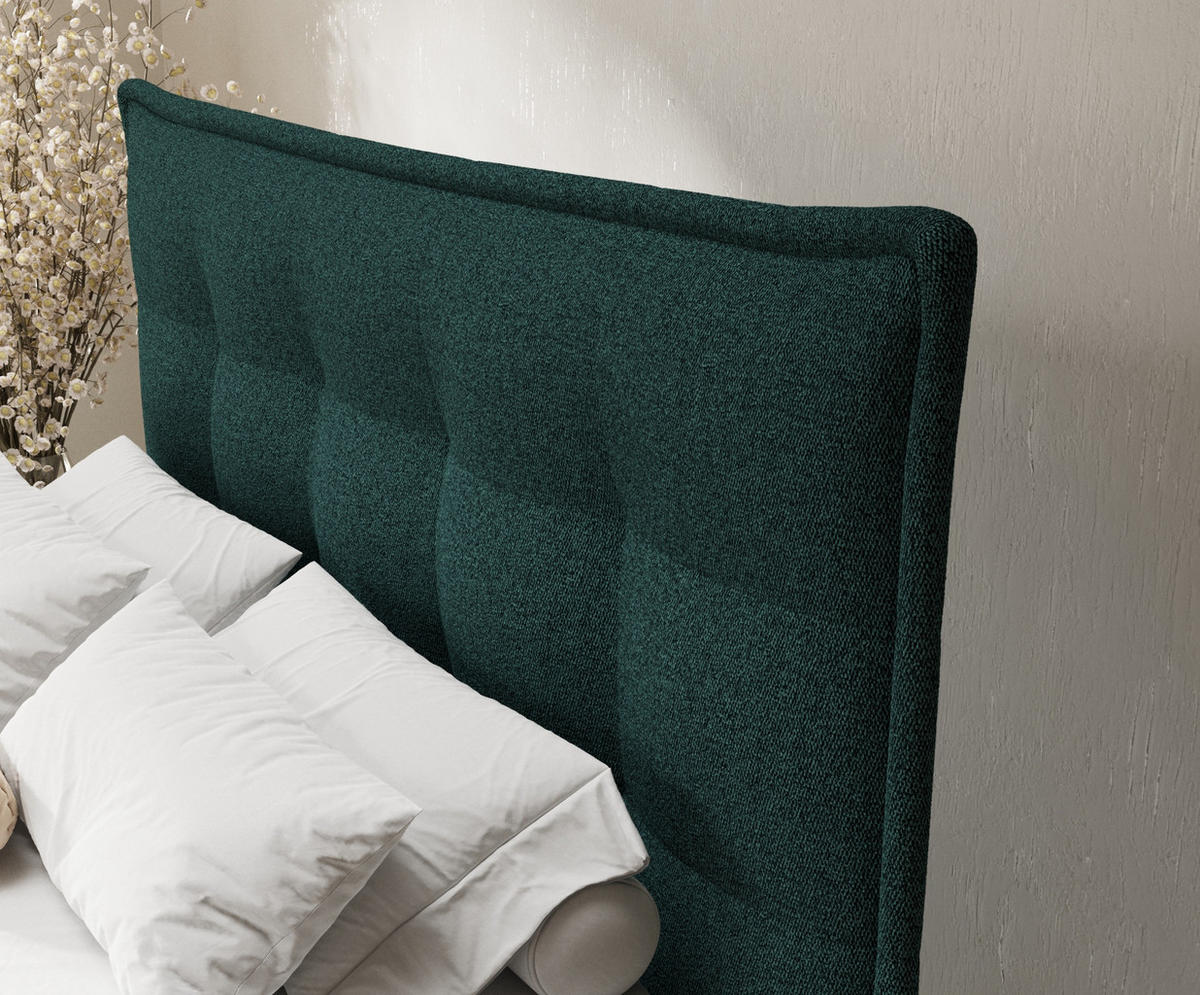 BOXSPRINGBETT Minori Grün 160/200 cm mit Latex-Topper - Silberfarben/Grün, Holz/Holzwerkstoff (160/200cm) - Maison de Reve