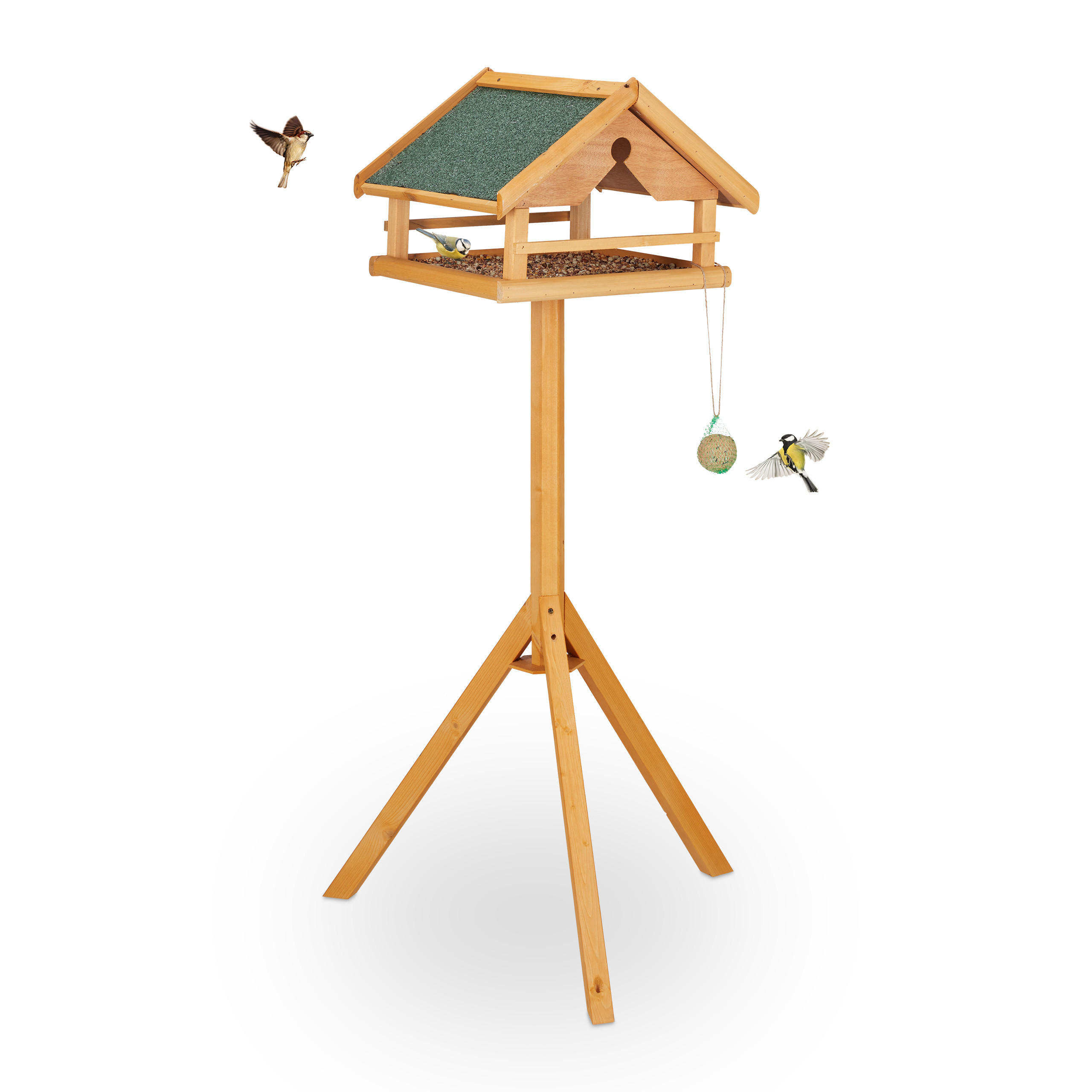 VOGELFUTTERHAUS - Hellbraun, Holz (62/120/55cm) - Relaxdays
