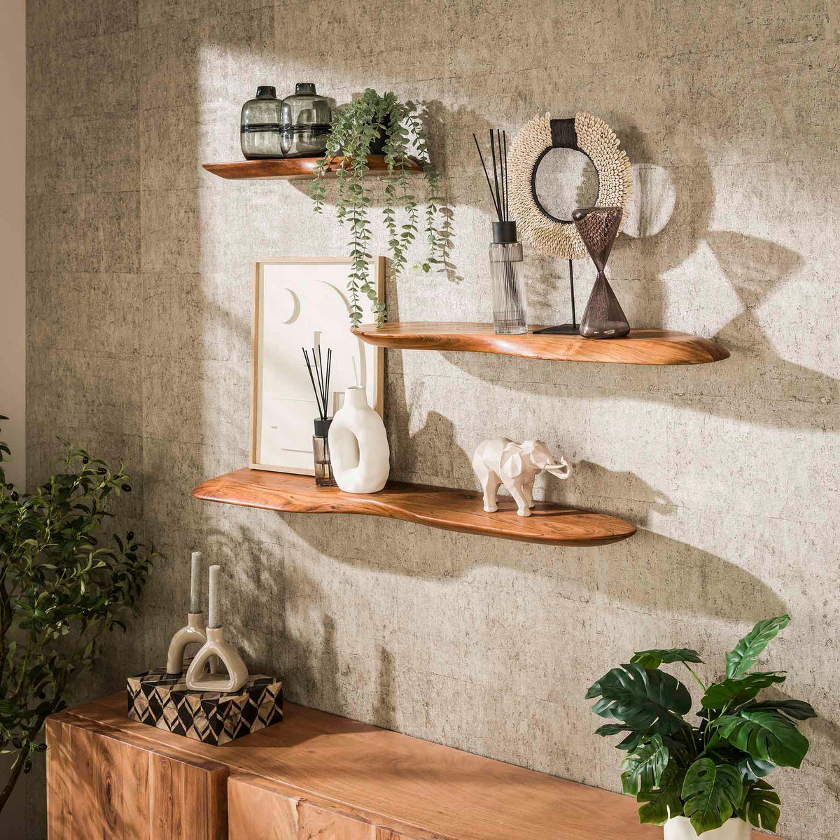 WANDREGAL Kim Braun 20/90/ 4 cm - Braun, Holz (90/4/20cm) - Hoyz Collection