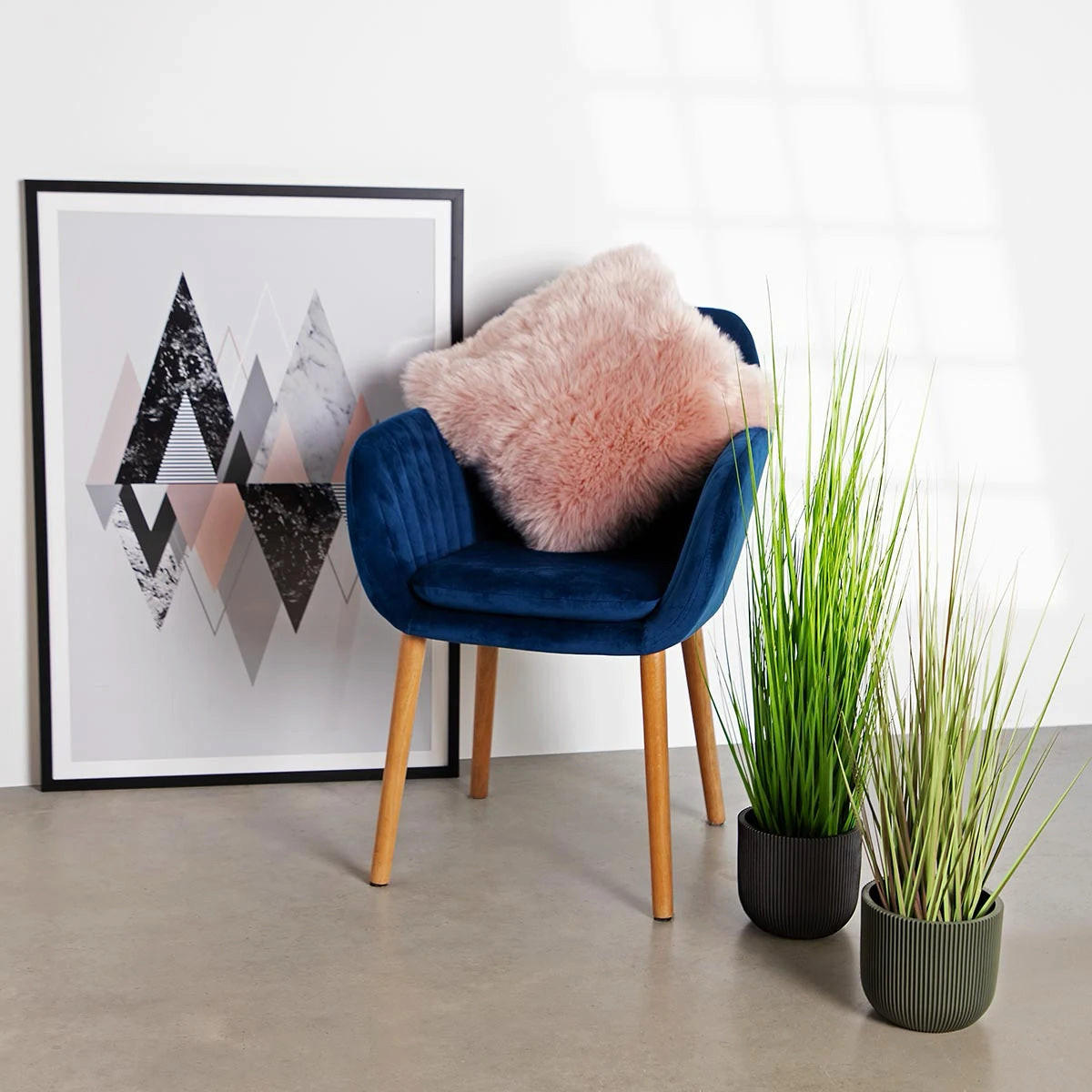 KUNSTPFLANZE Künstliches Gras - Chiara 90 cm - Grün, Kunststoff (90cm) - aplanta