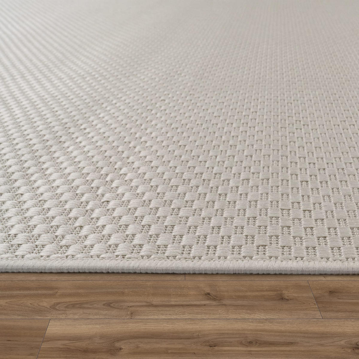 TEPPICH Kurzflor Unifarben Wohnzimmer schmutzabweisend Creme Quadrat 200S - Beige, Textil (200/200cm) - KADIMA DESIGN