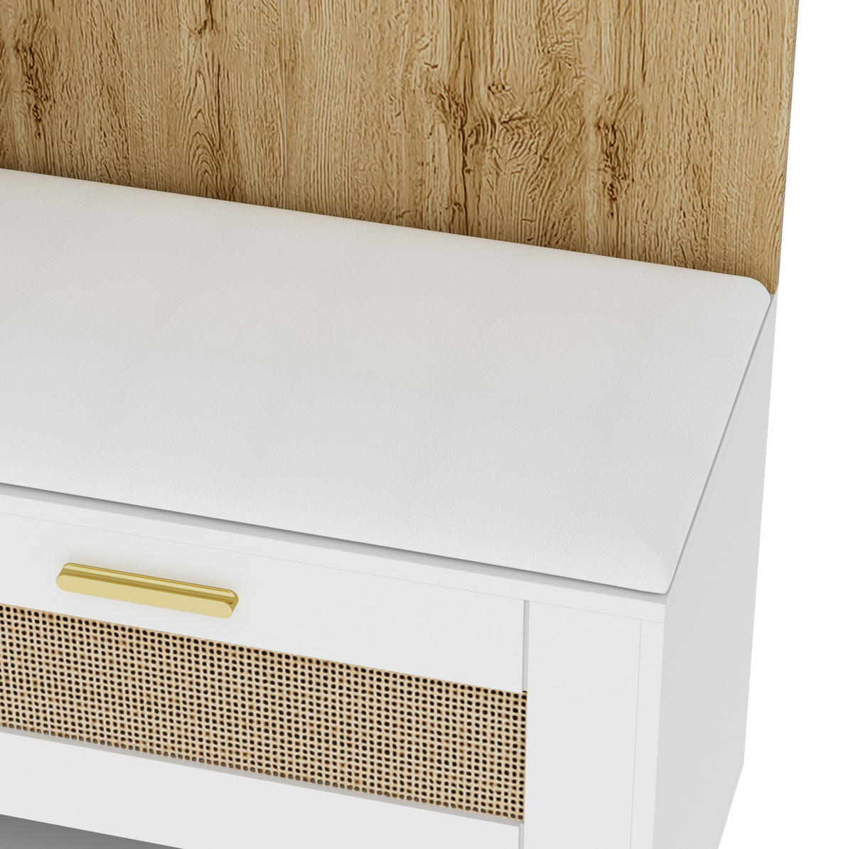 SCHUHSCHRANK aus MDF & Spanplatte 110x38x190cm in Natur mit Spiegel & LED - Naturfarben, Holzwerkstoff (110/190/38cm) - Modfu