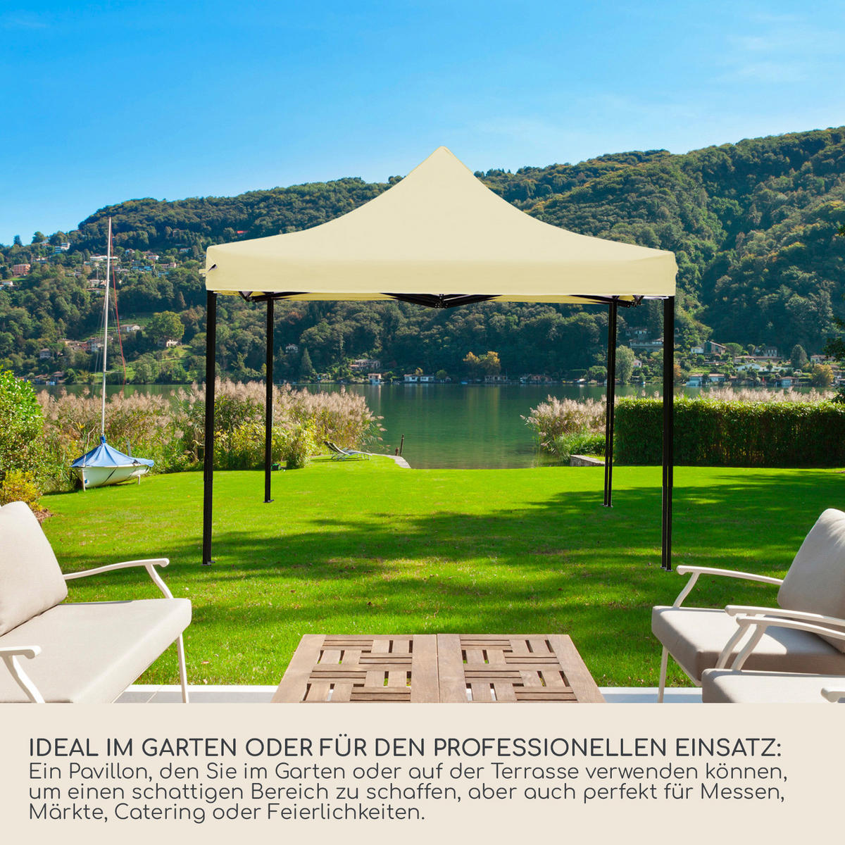FALTPAVILLON Beige 300/300/310 cm - Beige, Metall (300/310/300cm) - Mobili Rebecca