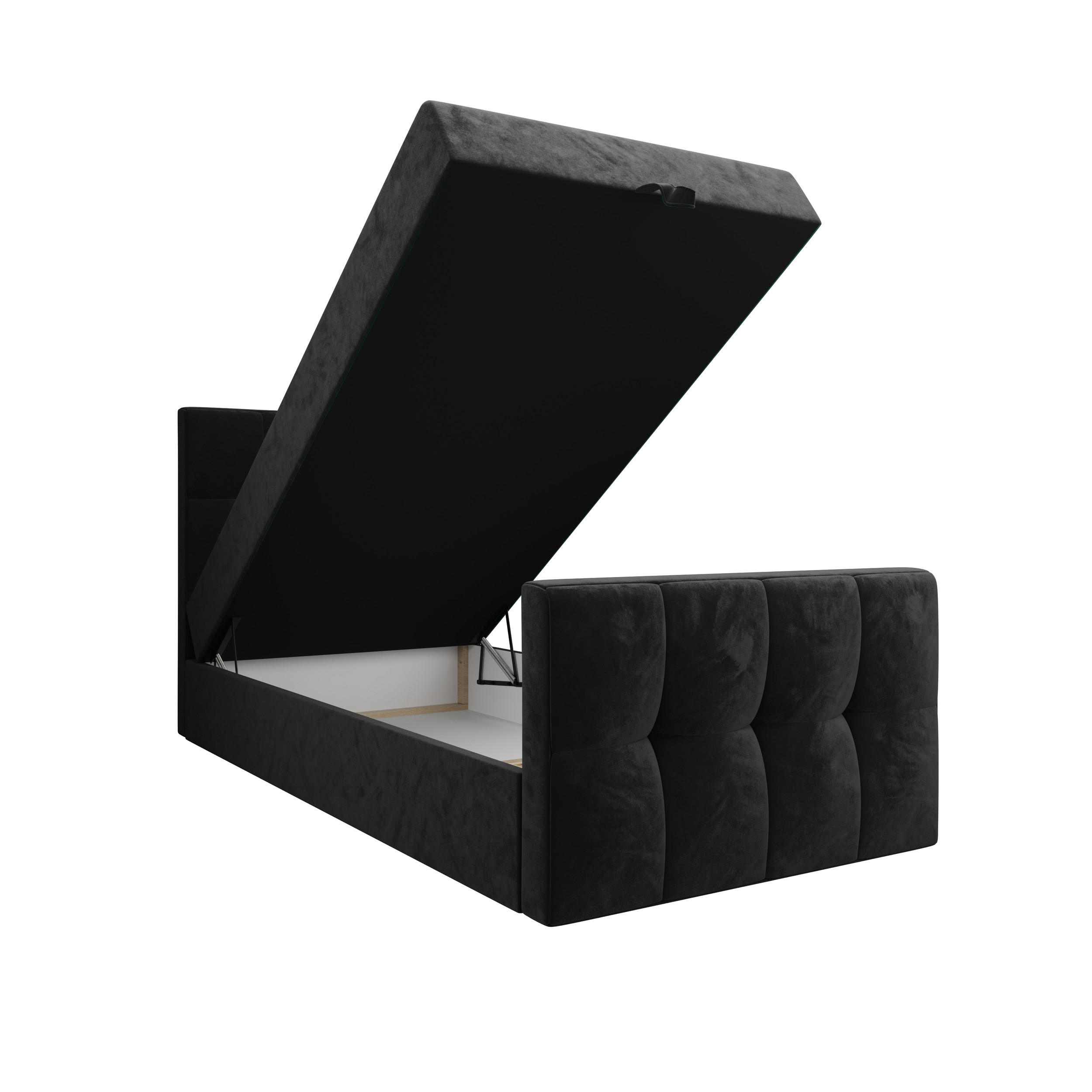 BOXBETT MANHATTAN mit Matratze H3, Bonell und Topper 100x200 Monolith 97 - Dunkelgrau, Textil (100/200cm) - Bedante