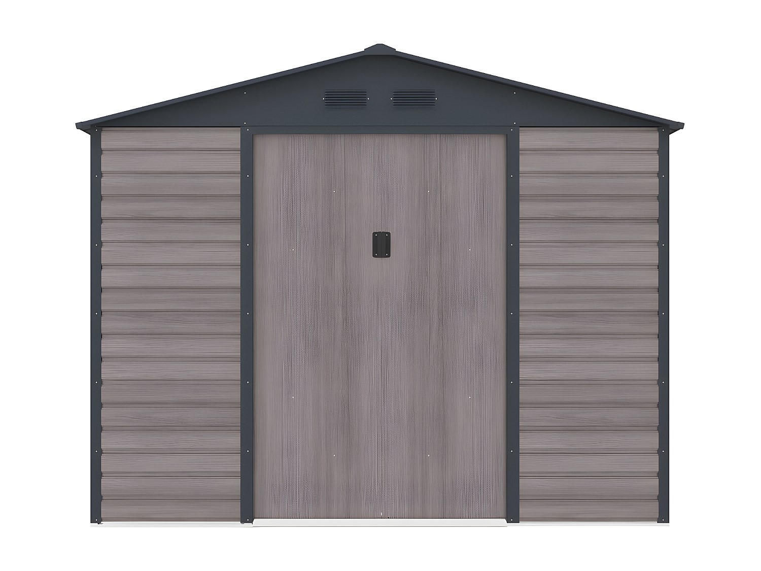 SCHREBERGARTENHAUS - 267 cm x 181 cm - metall - anthrazitgrau, naturfarben dunkel Adelmo - Grau, Metall (267/221/181cm) - Vente-Unique