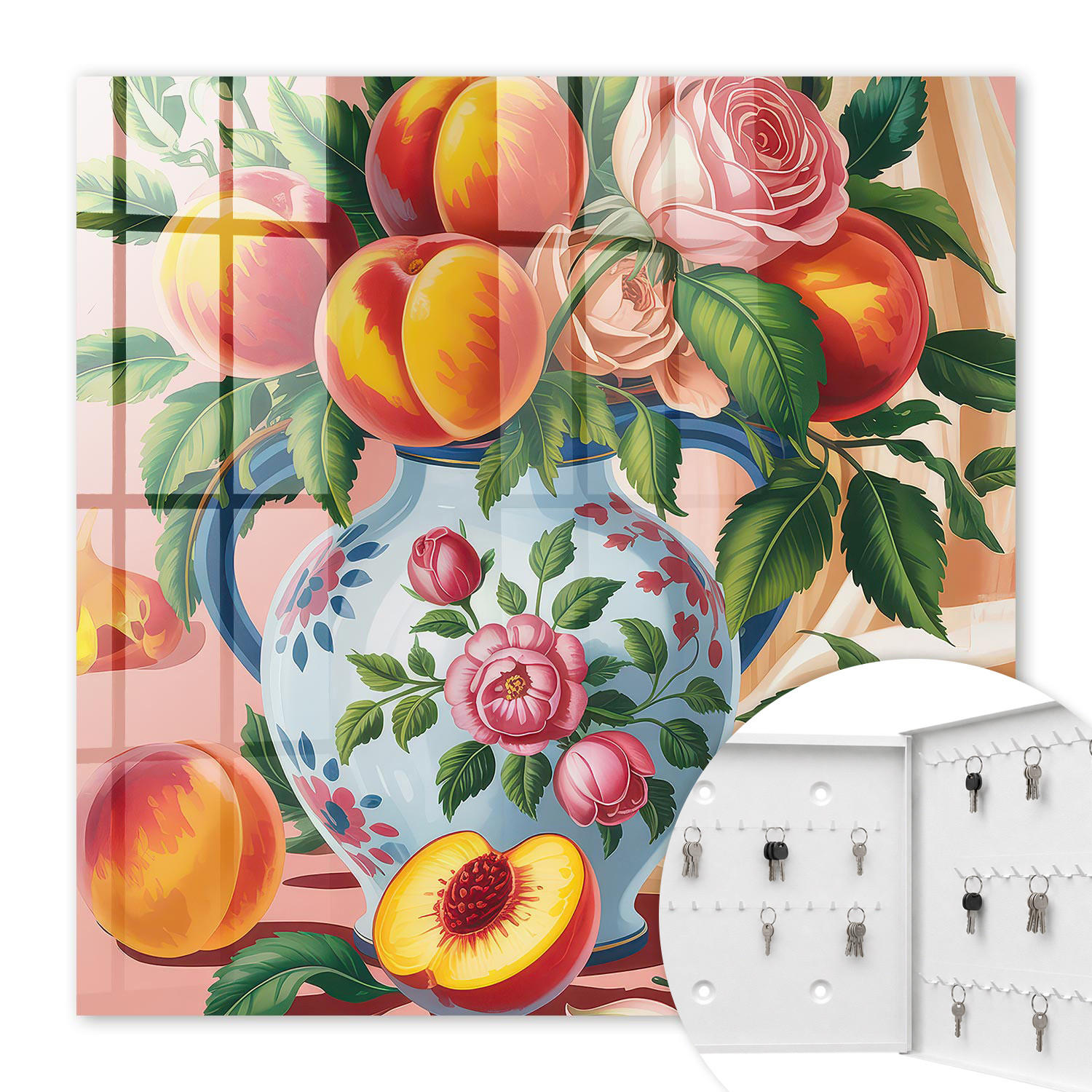SCHLÜSSELBOX Weiß 30x30 cm – Türöffnung nach rechts - Stillleben - Orange, Metall (30/30/5cm) - TULUP
