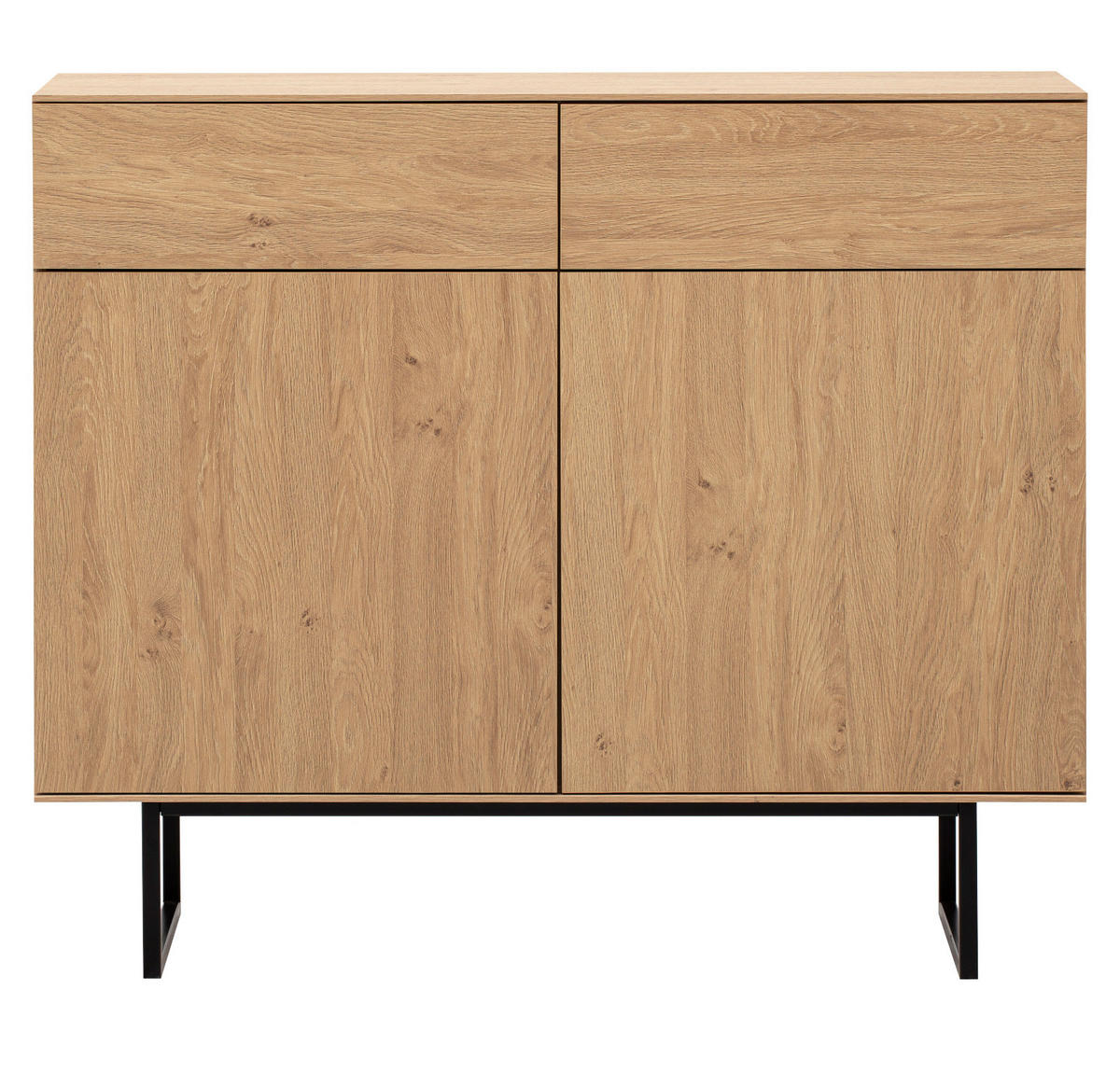 SIDEBOARD Stone Eiche, Kommode 115 x 98 cm, mit Push-to-Open - Eichefarben/Schwarz, Holzwerkstoff/Metall (115/98/40cm) - Furn.Design