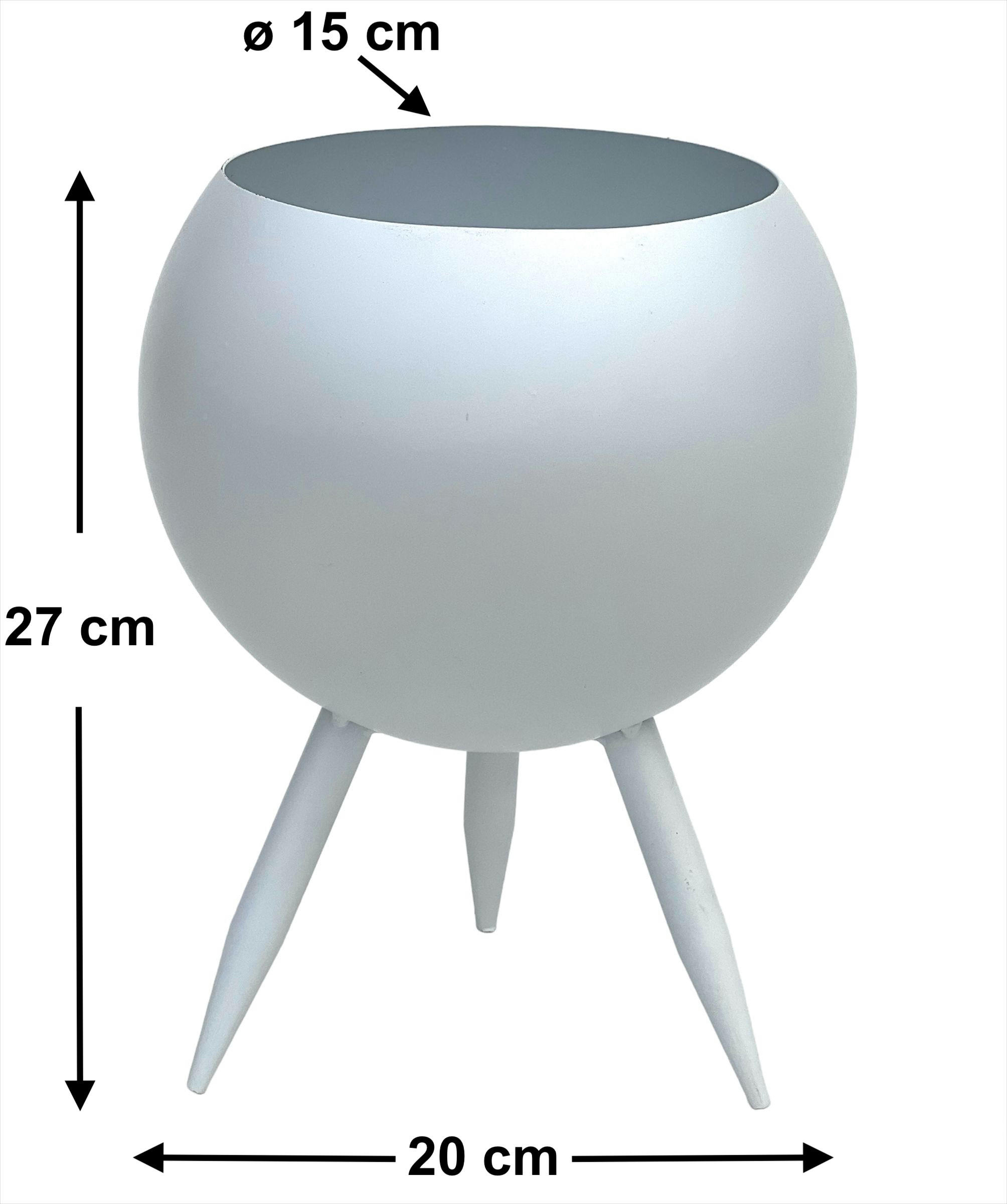 BLUMENHOCKER Metall mit Topf Weiß 27 cm 96259 L - Weiß, Metall (20/27/20cm) - DanDiBo