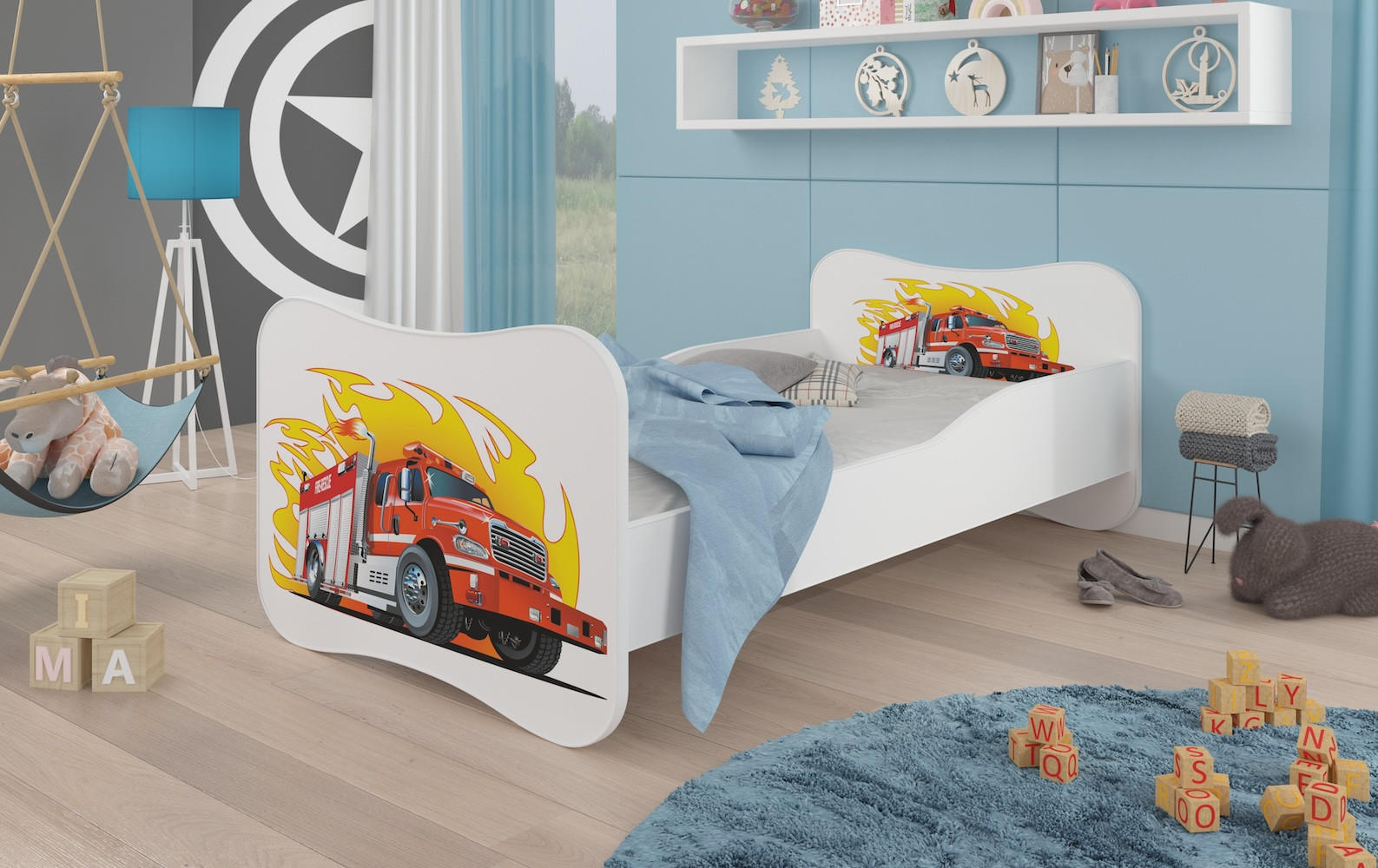 KINDERBETT Gonzalo weiß / orange 88 / 164 / 63cm - Weiß/Orange, Holz/Holzwerkstoff (80/160cm) - Feldmann-Wohnen